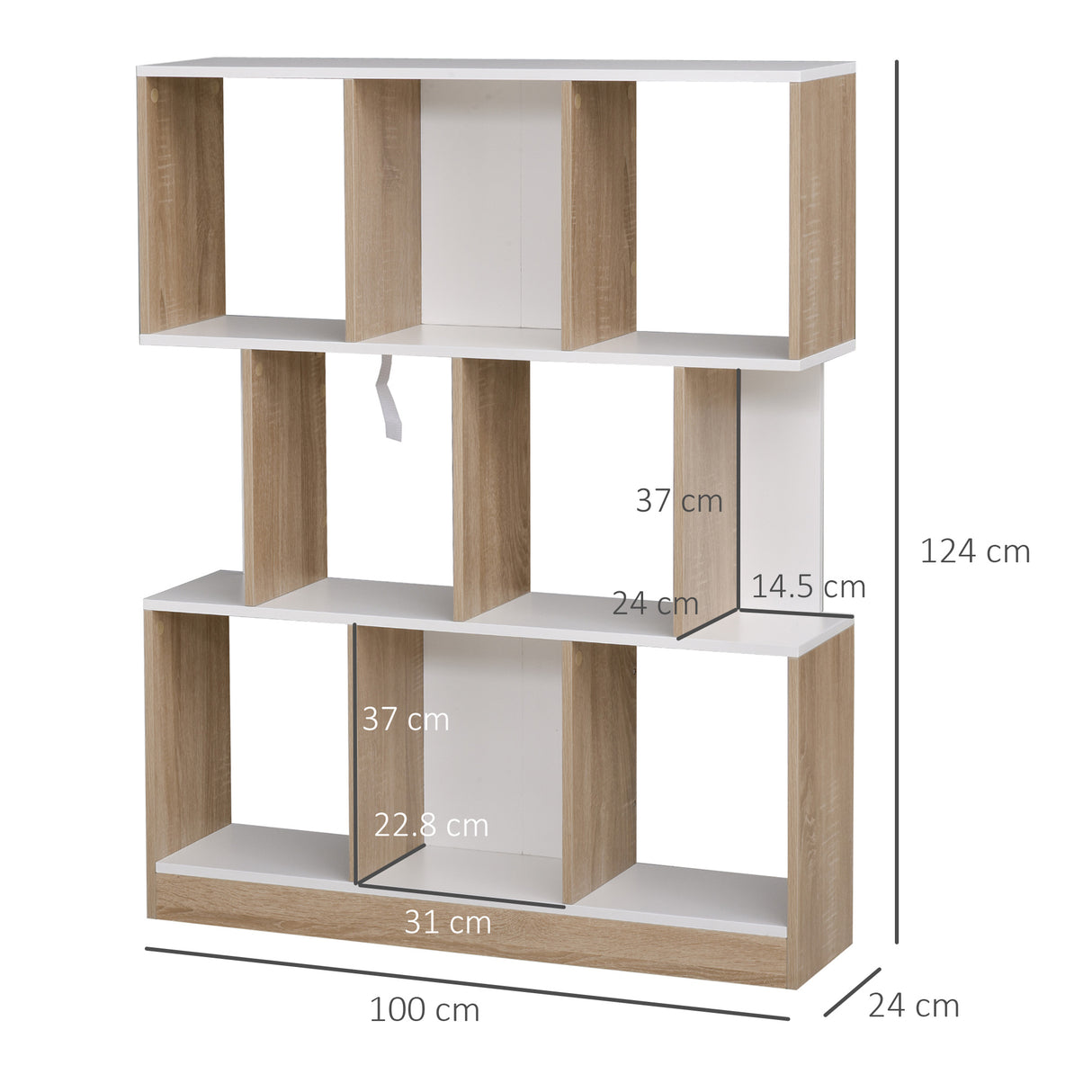 easycomfort easycomfort scaffale libreria design a parete con 8 ripiani e design moderno bianca e color rovere 100 x 30 x 124cm ean 8054111845847