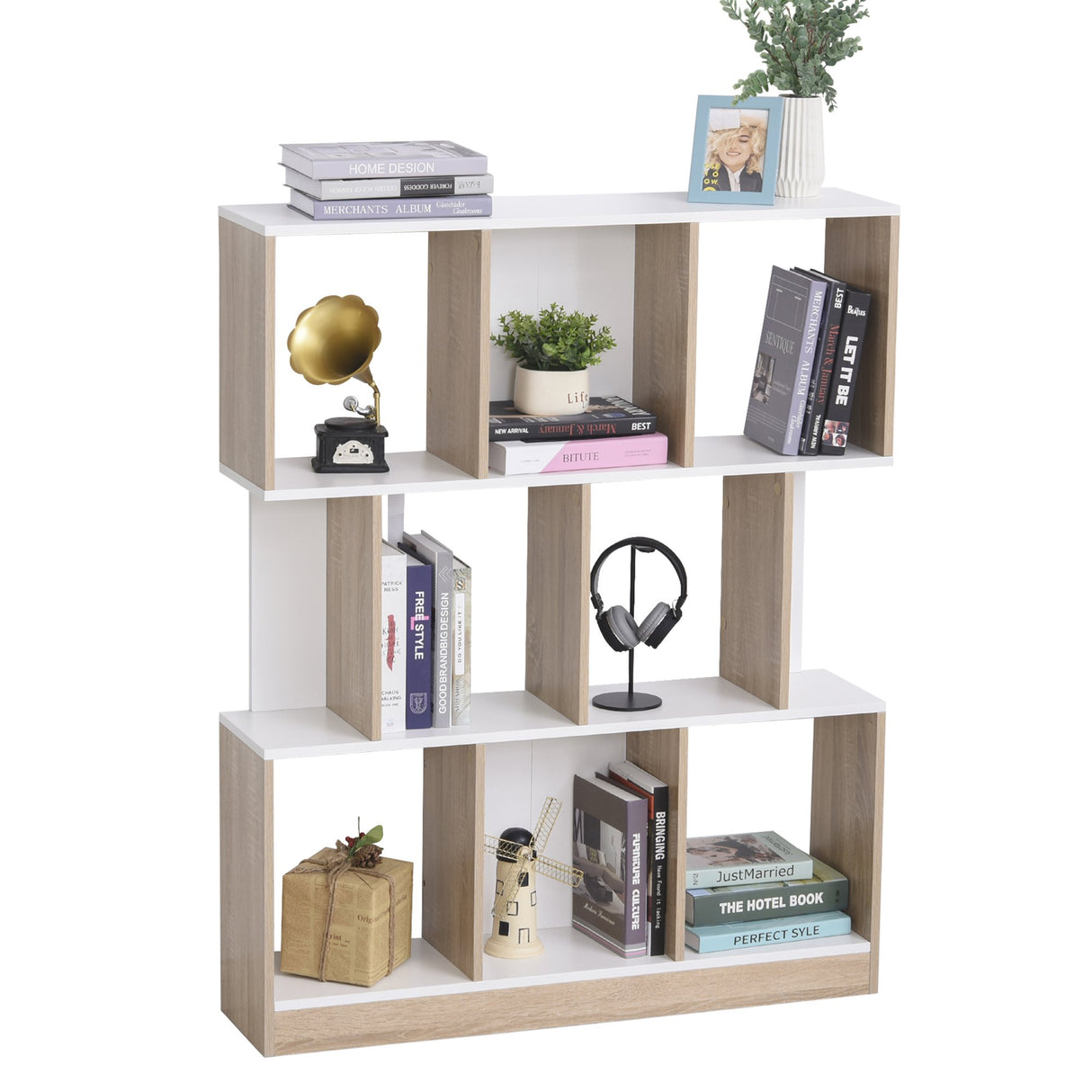 easycomfort easycomfort scaffale libreria design a parete con 8 ripiani e design moderno bianca e color rovere 100 x 30 x 124cm ean 8054111845847