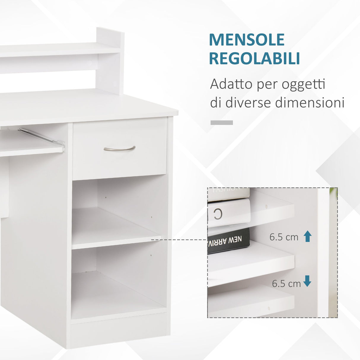 easycomfort easycomfort scrivania compatta per computer in legno bianco con ripiano tastiera estraibile ean 8054144130675