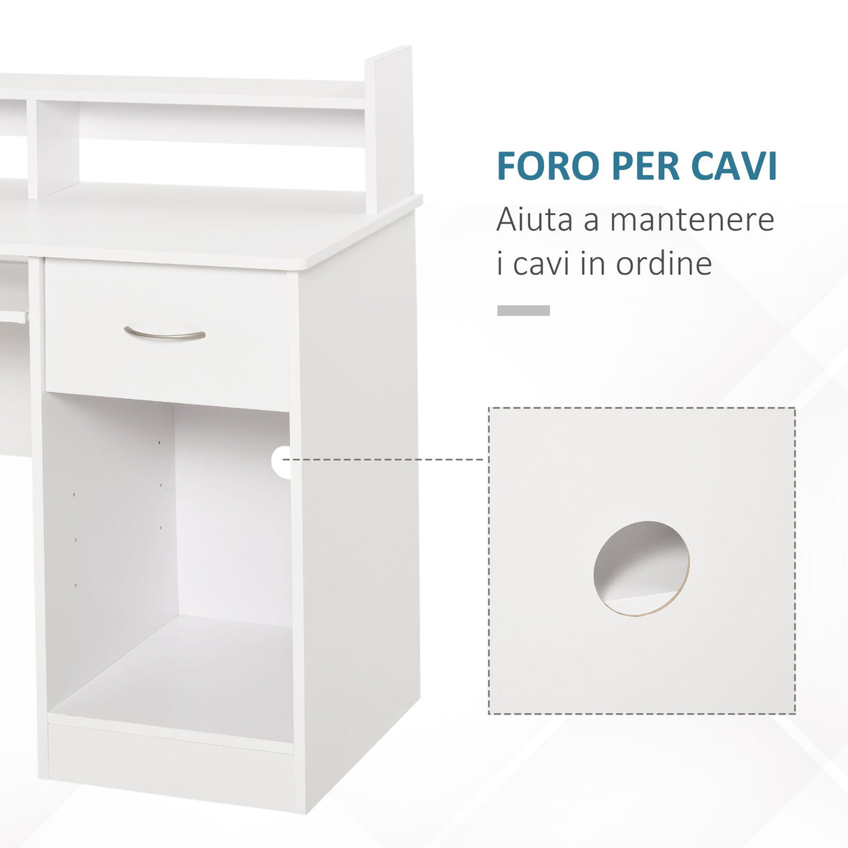 easycomfort easycomfort scrivania compatta per computer in legno bianco con ripiano tastiera estraibile ean 8054144130675