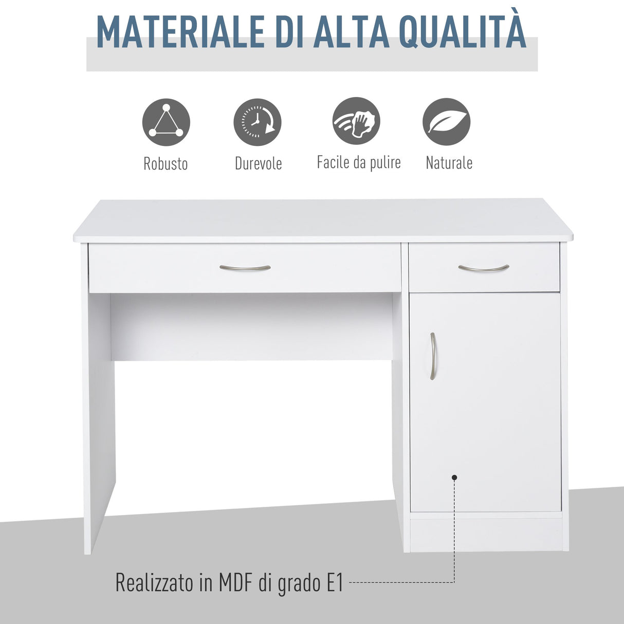 easycomfort easycomfort scrivania classica da ufficio con 2 cassetti e armadietto in legno bianco ean 8054111847667