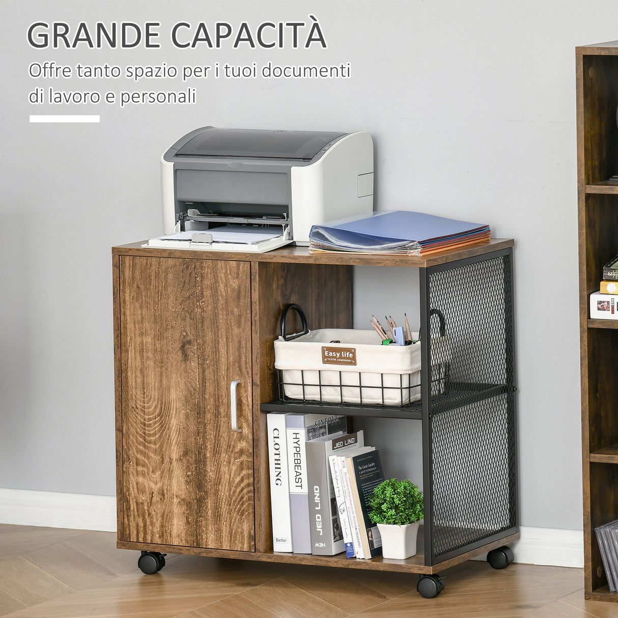 easycomfort easycomfort mobile multiuso per stampante con rotelle stile nordico casa e ufficio ean 8054111848831