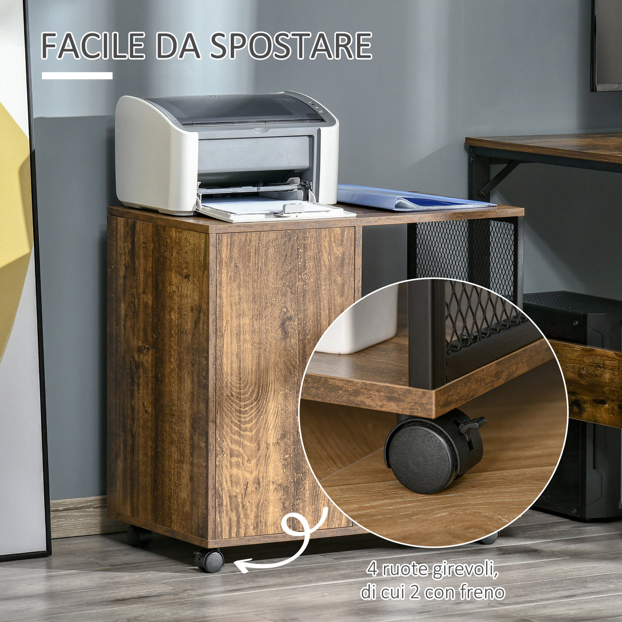 easycomfort easycomfort mobile multiuso per stampante con rotelle stile nordico casa e ufficio ean 8054111848831
