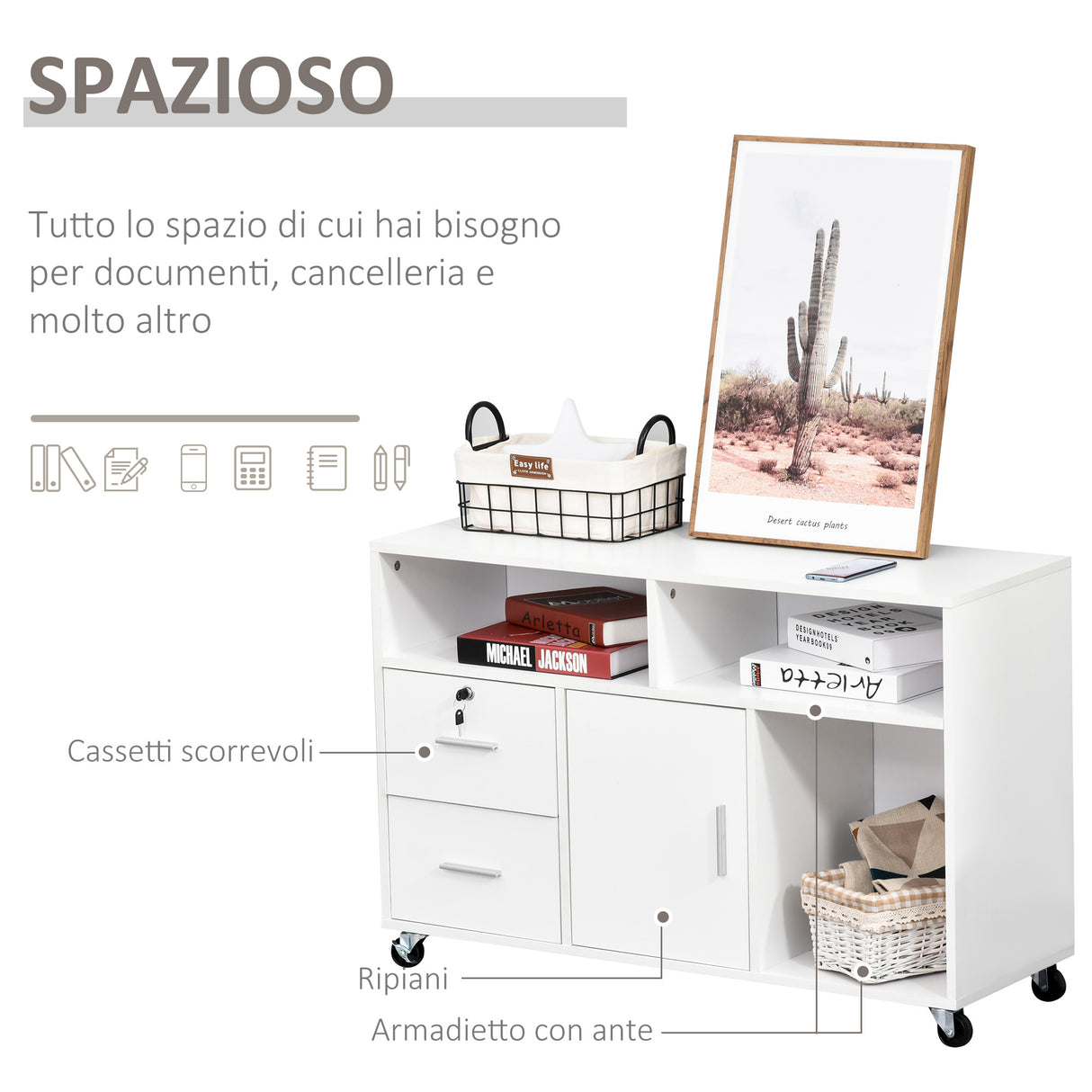 easycomfort easycomfort mobile porta stampante con cassetti mobiletto multiuso bianco ean 8054111849654