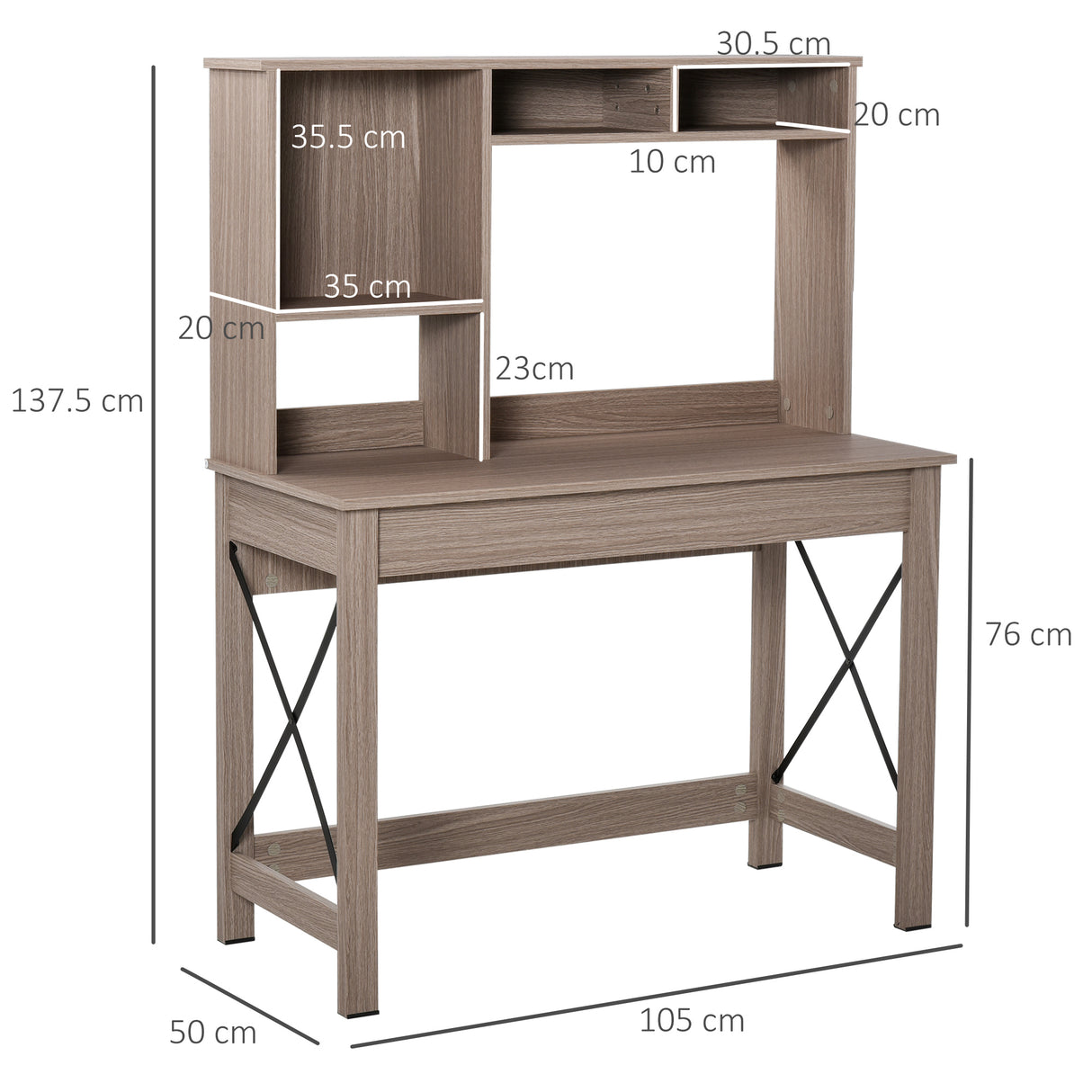 easycomfort easycomfort scrivania con scaffale libreria in legno 105 x 50 x 137.5cm ean 8054144132228