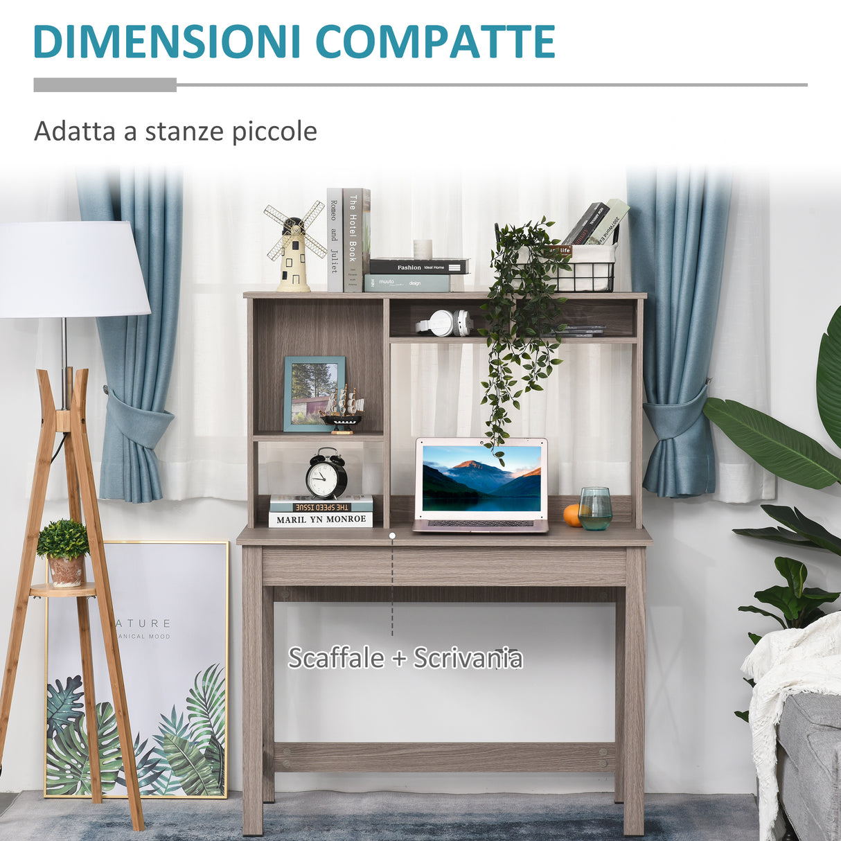 easycomfort easycomfort scrivania con scaffale libreria in legno 105 x 50 x 137.5cm ean 8054144132228