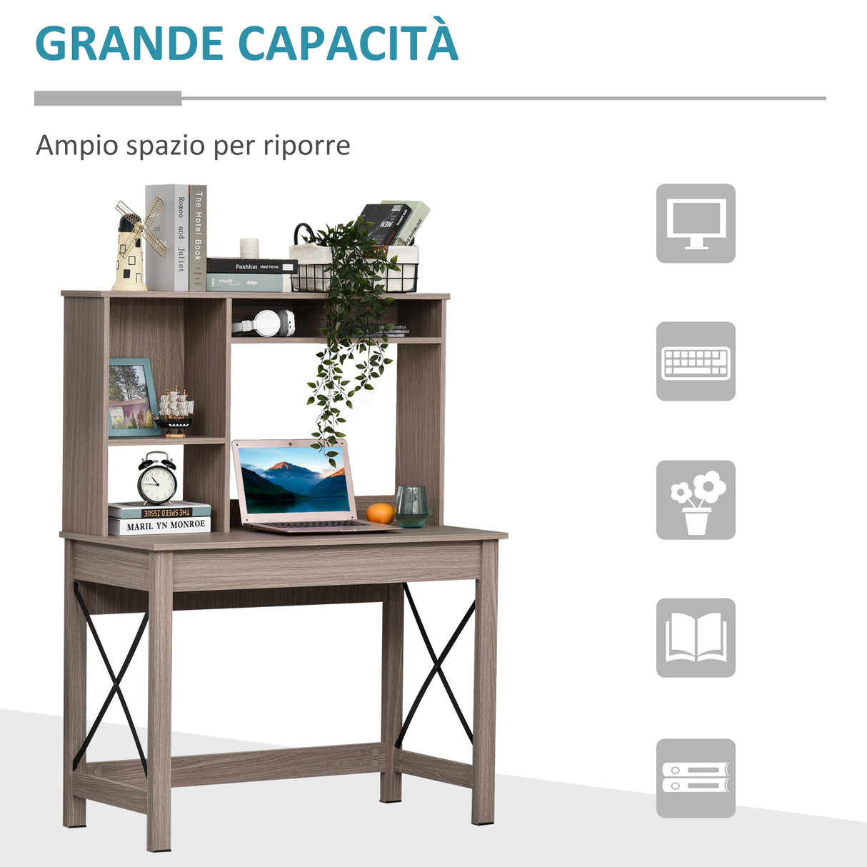 easycomfort easycomfort scrivania con scaffale libreria in legno 105 x 50 x 137.5cm ean 8054144132228