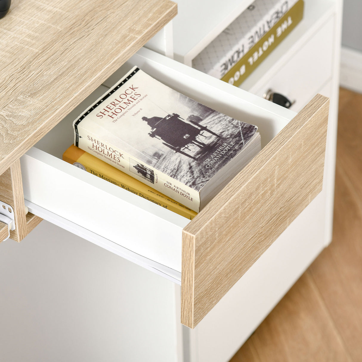 easycomfort easycomfort scrivania per pc con ripiano tastiera bianco rovere