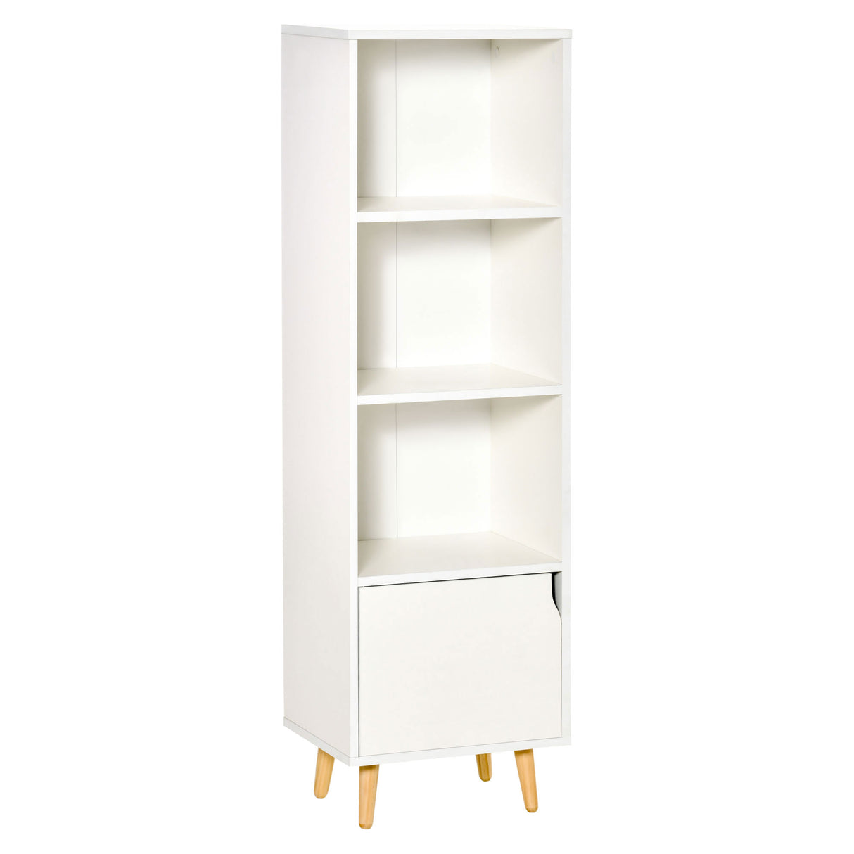 easycomfort easycomfort scaffale libreria con 3 ripiani e 1 armadietto in legno 40x30x129 5cm bianco