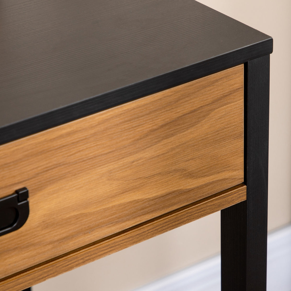 easycomfort easycomfort scrivania per camera e ufficio con cassetto stile industriale 110x50x76cm noce e nero