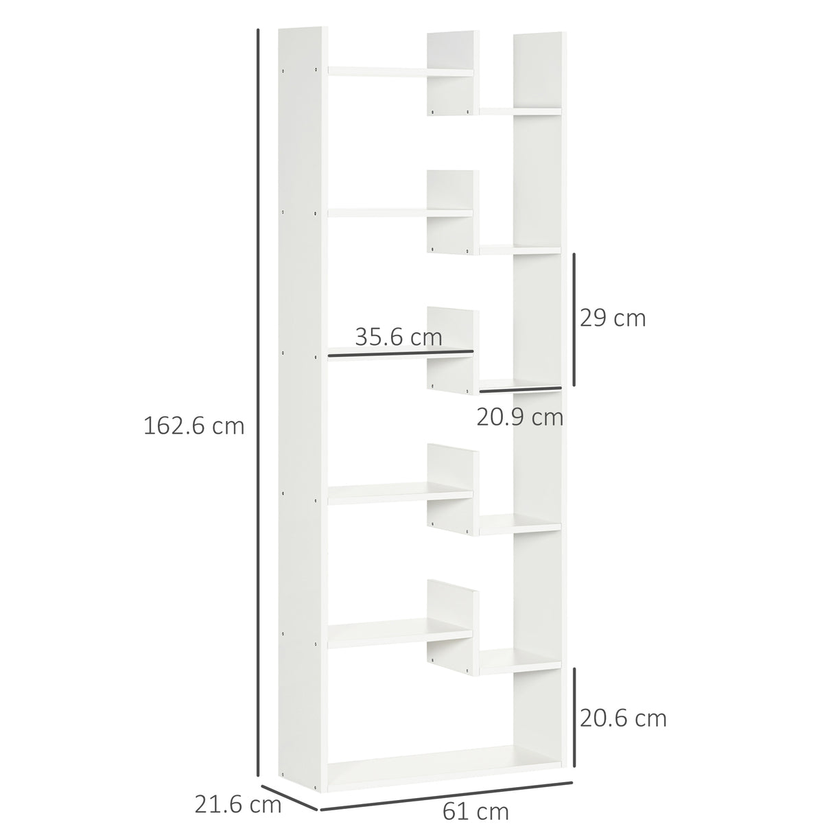 easycomfort easycomfort libreria moderna a 6 livelli con 11 scaffali aperti per studio e soggiorno 61x23x162 6 cm bianco