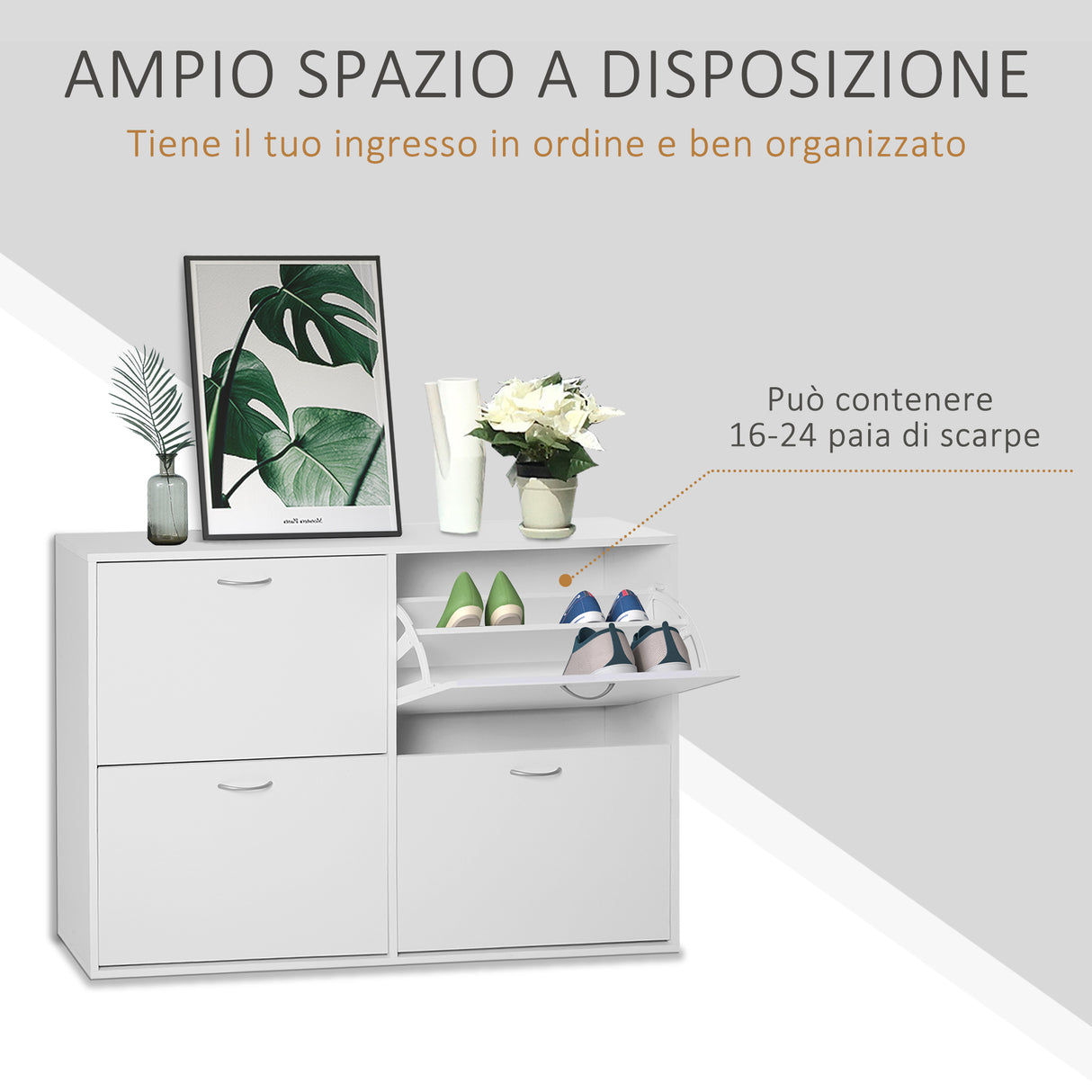easycomfort easycomfort scarpiera salvaspazio capacita 24 paia in legno bianco 120x24x81cm ean 8054111844864