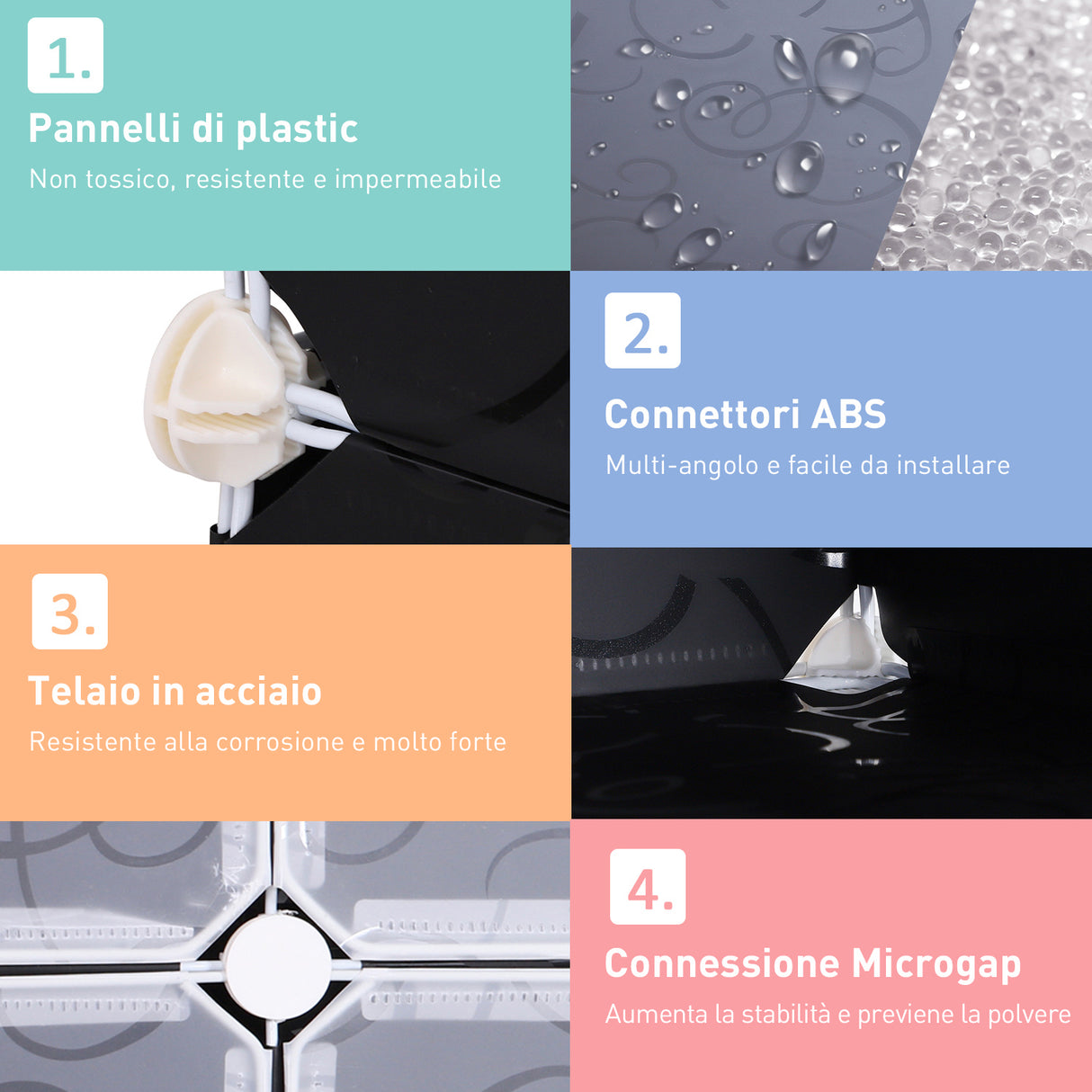 easycomfort easycomfort scarpiera modulare 16 cubi in pp bianco e nero 95x37x160cm ean 8054144130873