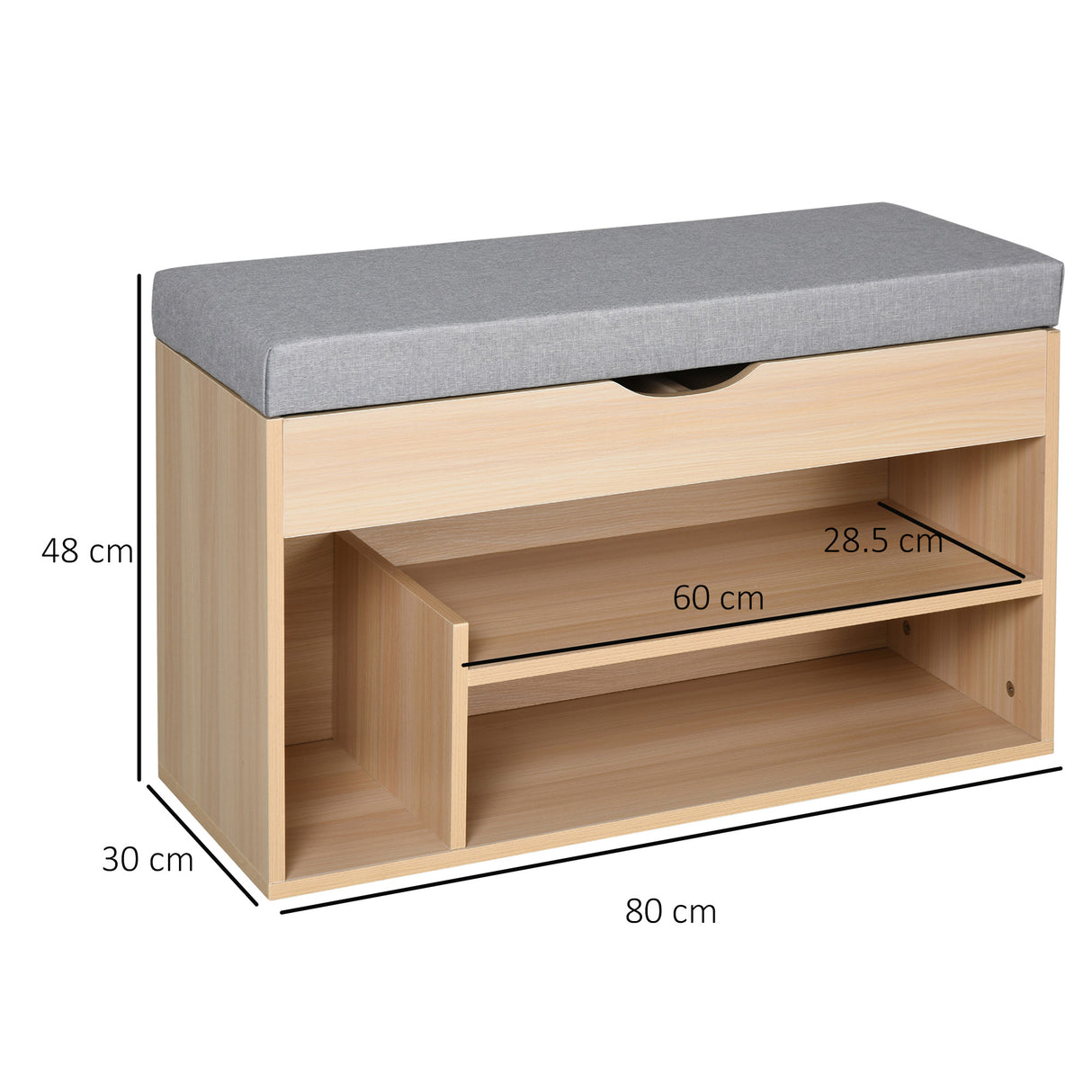 easycomfort easycomfort panca scarpiera in legno con seduta imbottita e scomparto nascosto 80 x 30 x 48cm ean 8054111843256