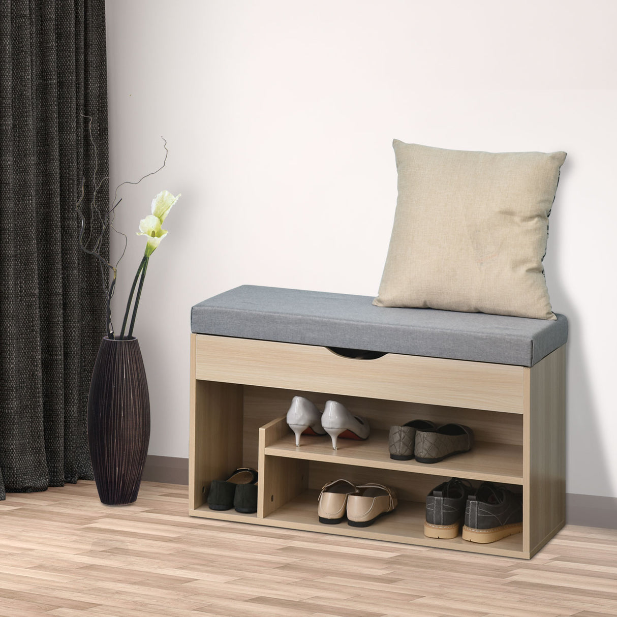 easycomfort easycomfort panca scarpiera in legno con seduta imbottita e scomparto nascosto 80 x 30 x 48cm ean 8054111843256
