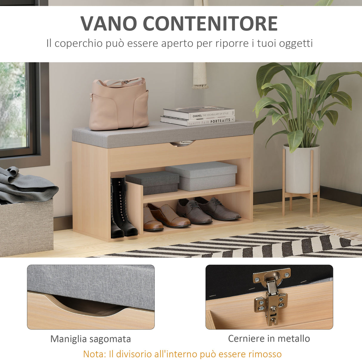easycomfort easycomfort panca scarpiera in legno con seduta imbottita e scomparto nascosto 80 x 30 x 48cm ean 8054111843256