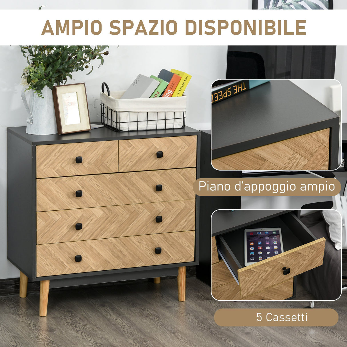 easycomfort easycomfort cassettiera per camera da letto in legno stile vintage industriale ean 8054111849449