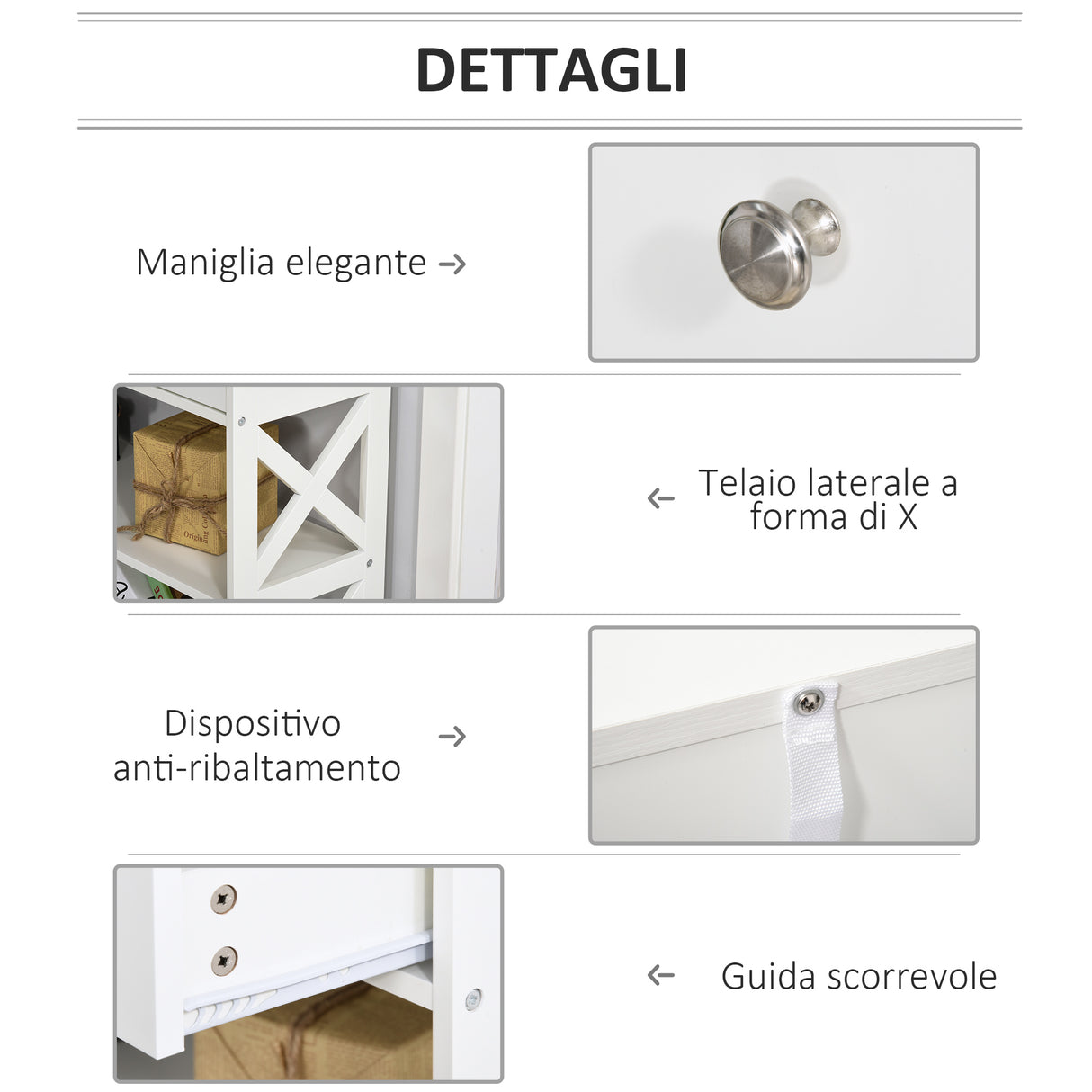 easycomfort easycomfort tavolo consolle con 2 cassetti e 2 mensole mobile da ingresso e soggiorno in mdf 100x30.5x80cm bianco ean 8054144133713