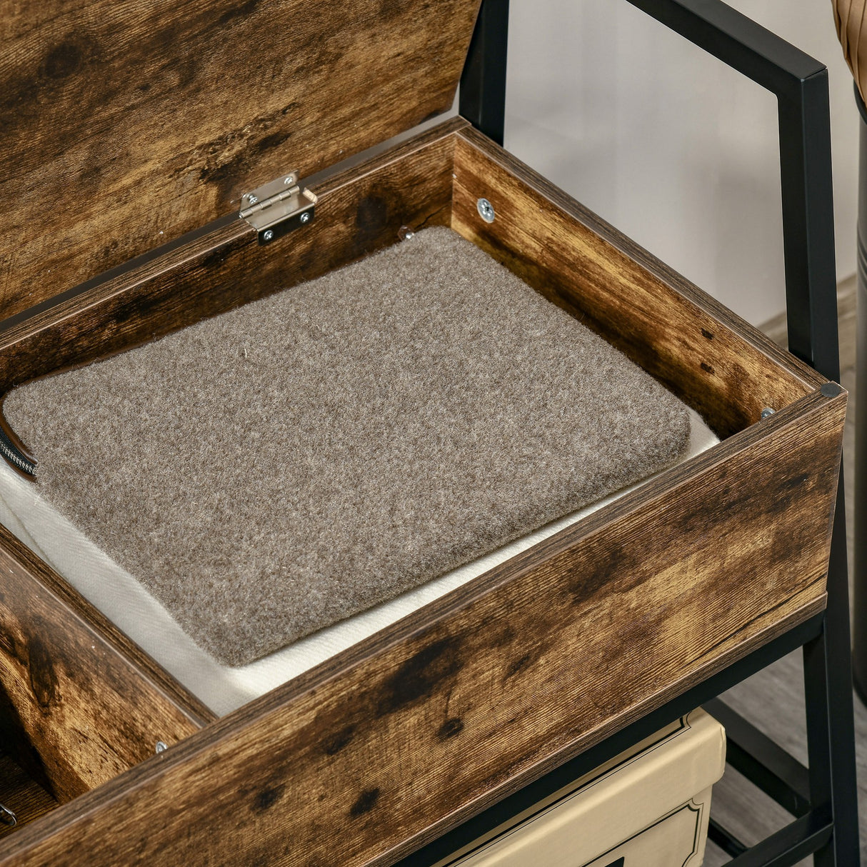 easycomfort easycomfort mobile scarpiera con vano contenitore legno e metallo marrone