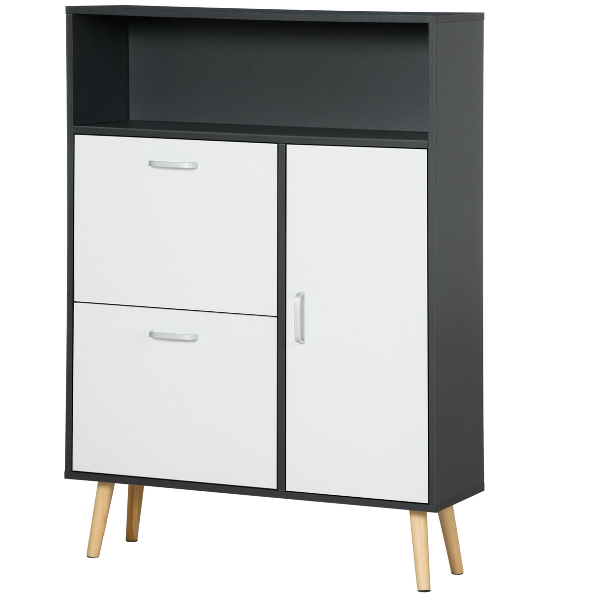 easycomfort easycomfort scarpiera salvaspazio per 8 paia di scarpe con 2 ante e armadietto 80x25 5x112 5cm grigio e bianco