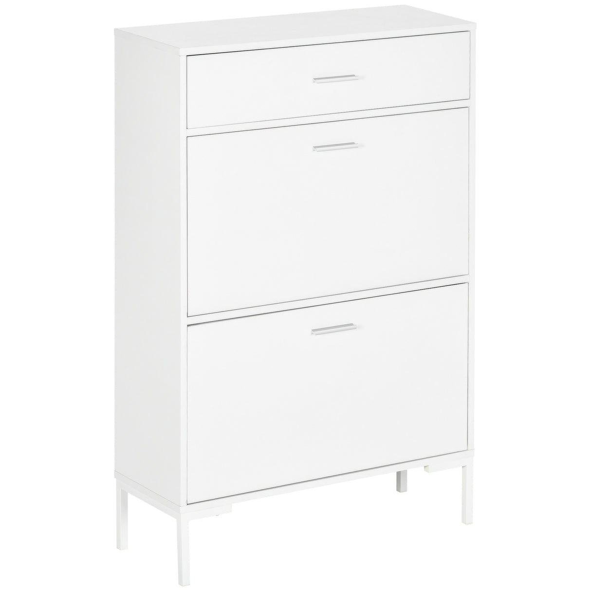 easycomfort easycomfort mobile scarpiera moderno per 12 paia di scarpe con 2 ante a ribalta e cassetto 76x26x110 cm bianco