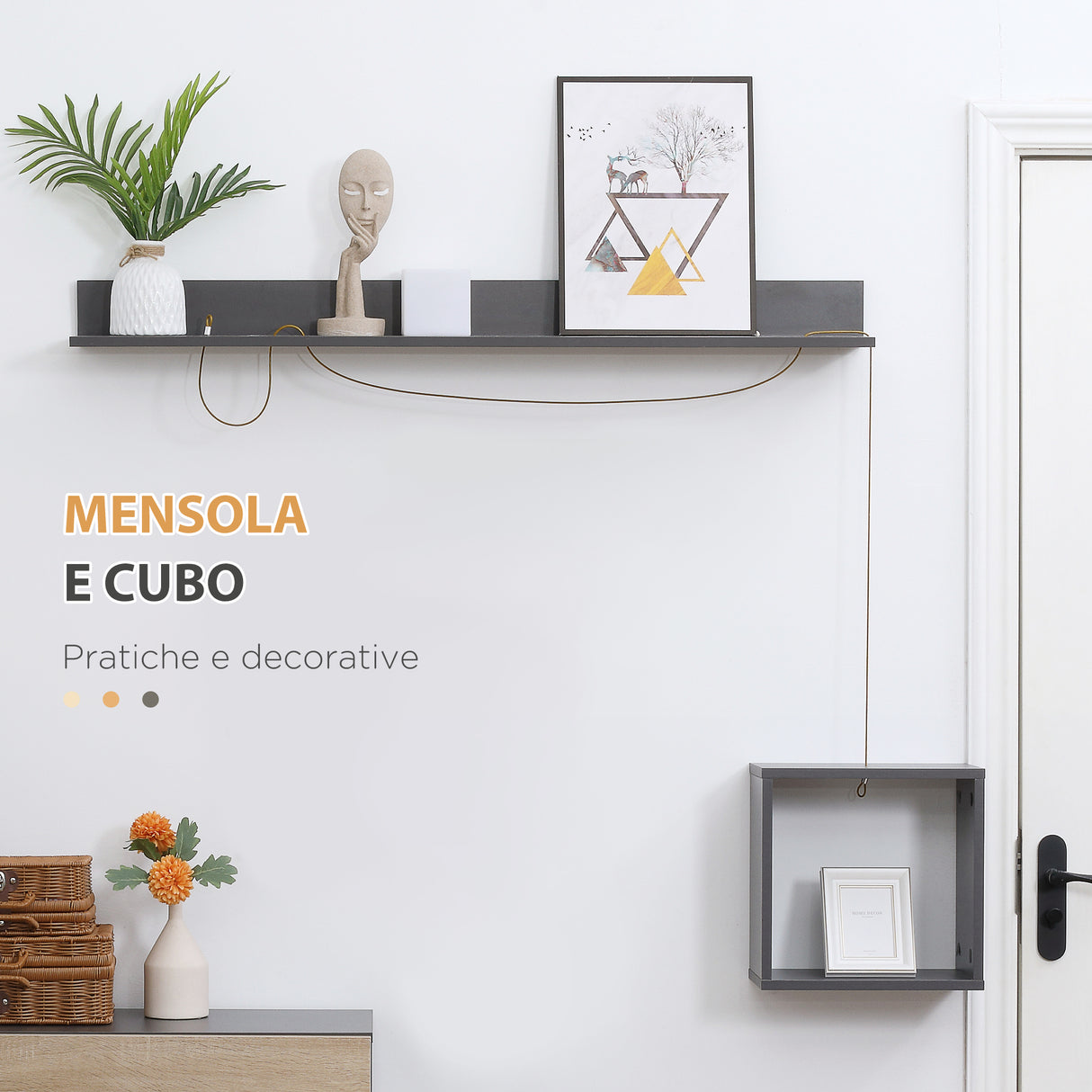 easycomfort easycomfort set mobile da ingresso con attaccapanni scarpiera con panca e scaffale grigio e naturale