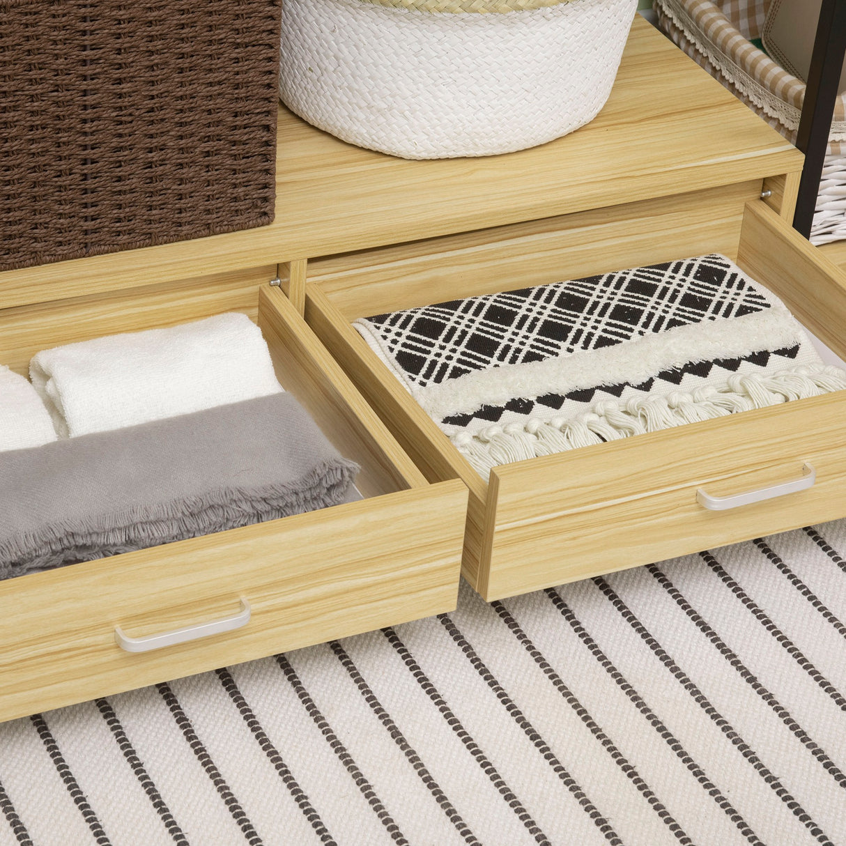 easycomfort easycomfort appendiabiti in stile industriale con 2 cassetti e 4 ripiani aperti in dotazione in acciaio e truciolato 130x40x180cm color legno e nero