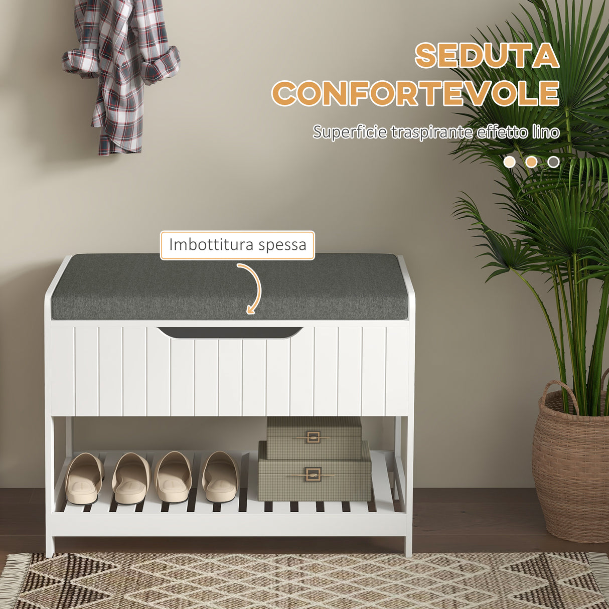 easycomfort easycomfort mobile appendiabiti a muro con panca scarpiera per ingresso e corridoio 80x20x40 cm bianco