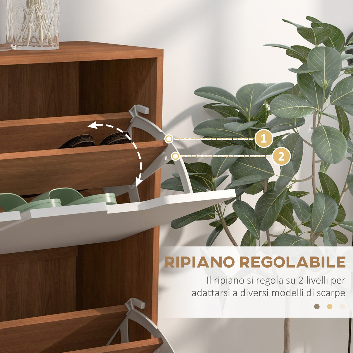 easycomfort easycomfort mobile scarpiera in truciolato e pino con 4 cassetti e 2 ripiani regolabili per ogni cassetto 95x26x95 cm