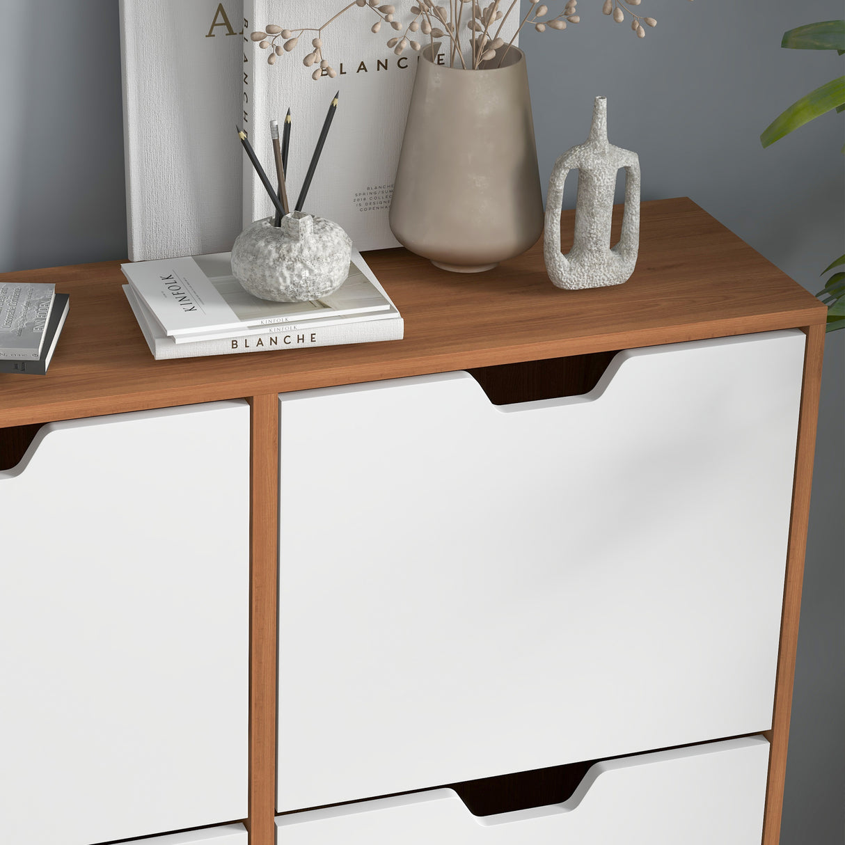 easycomfort easycomfort mobile scarpiera in truciolato e pino con 4 cassetti e 2 ripiani regolabili per ogni cassetto 95x26x95 cm