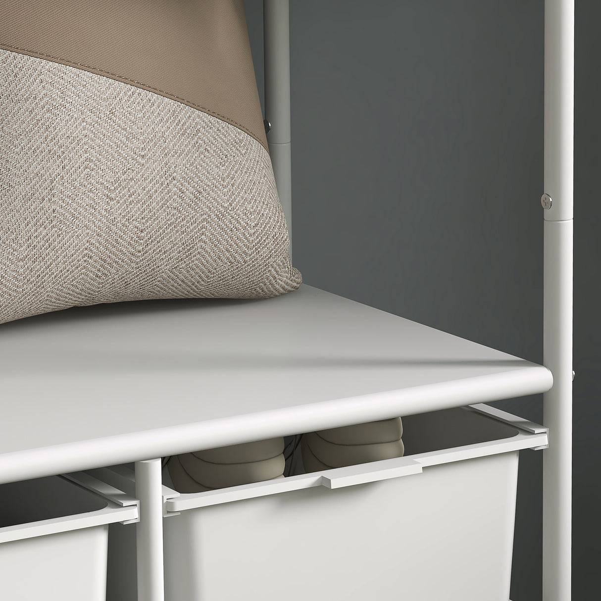 easycomfort easycomfort stand appendiabiti con scarpiera a 4 cesti e 8 ganci in acciaio e plastica 63x37x153 cm bianco