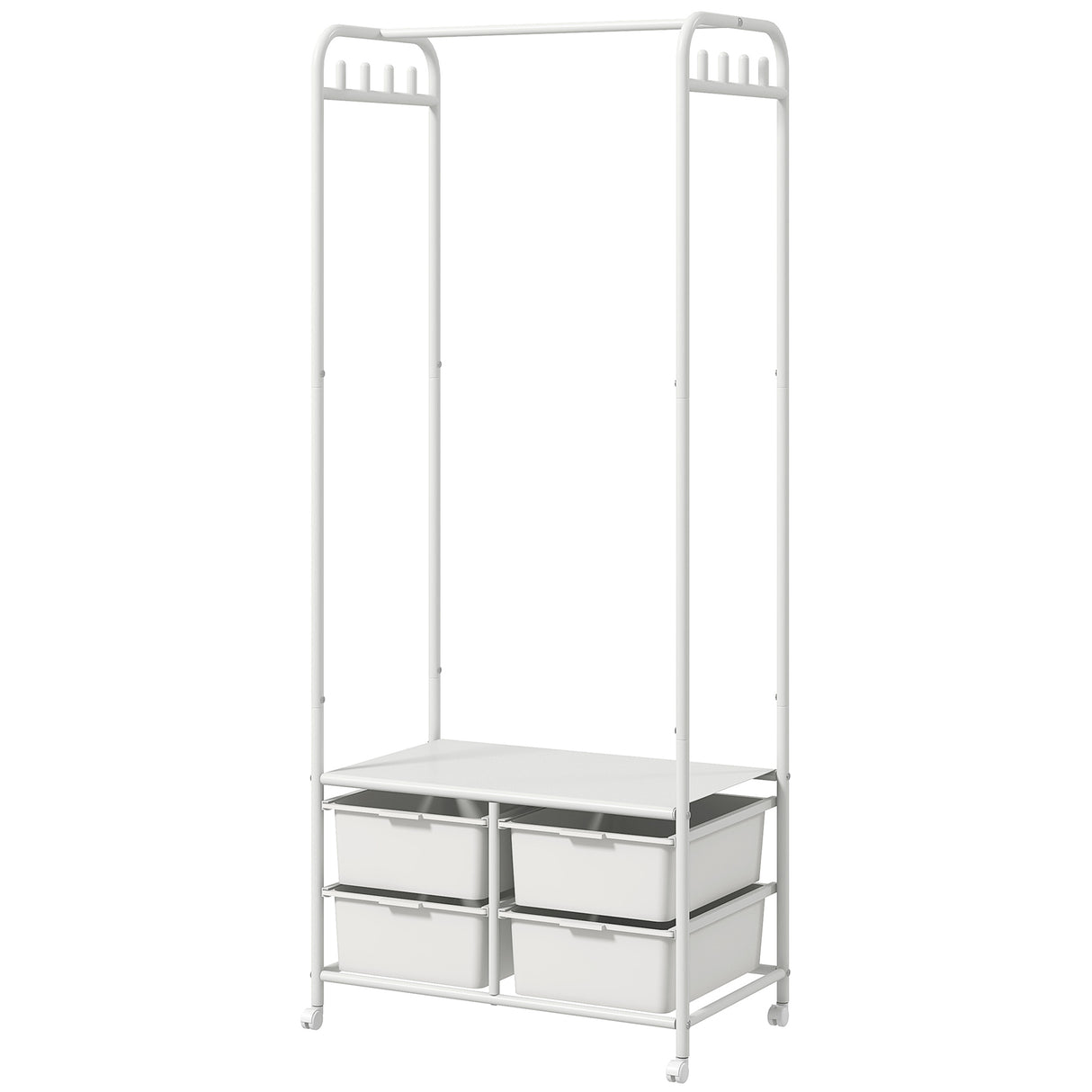 easycomfort easycomfort stand appendiabiti con scarpiera a 4 cesti e 8 ganci in acciaio e plastica 63x37x153 cm bianco
