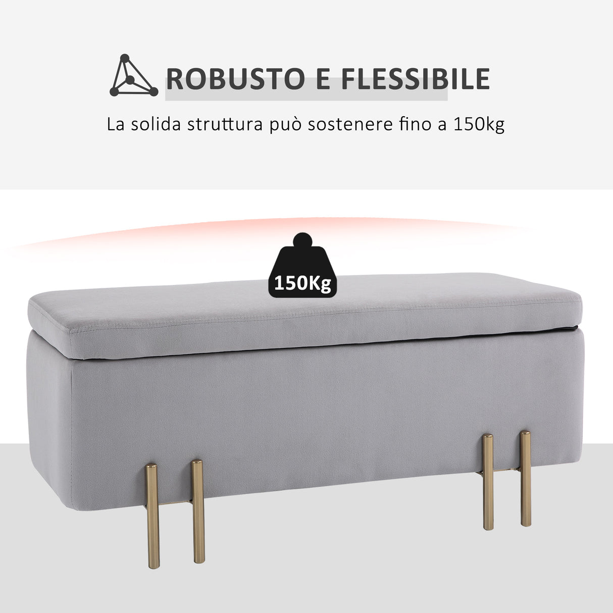 easycomfort easycomfort panca ottomana contenitore con cuscino e superficie morbida grigio chiaro ean 8054144132105