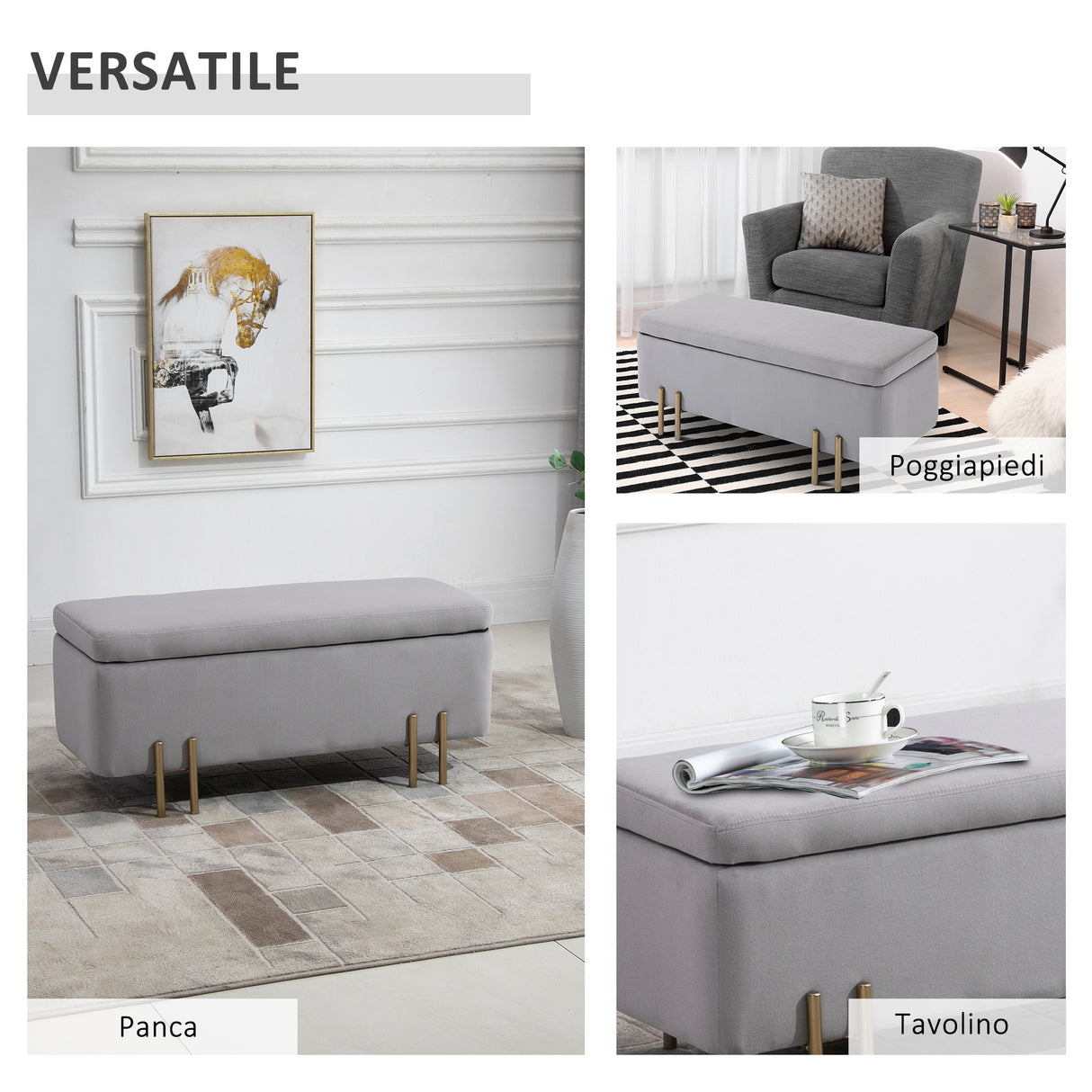 easycomfort easycomfort panca ottomana contenitore con cuscino e superficie morbida grigio chiaro ean 8054144132105