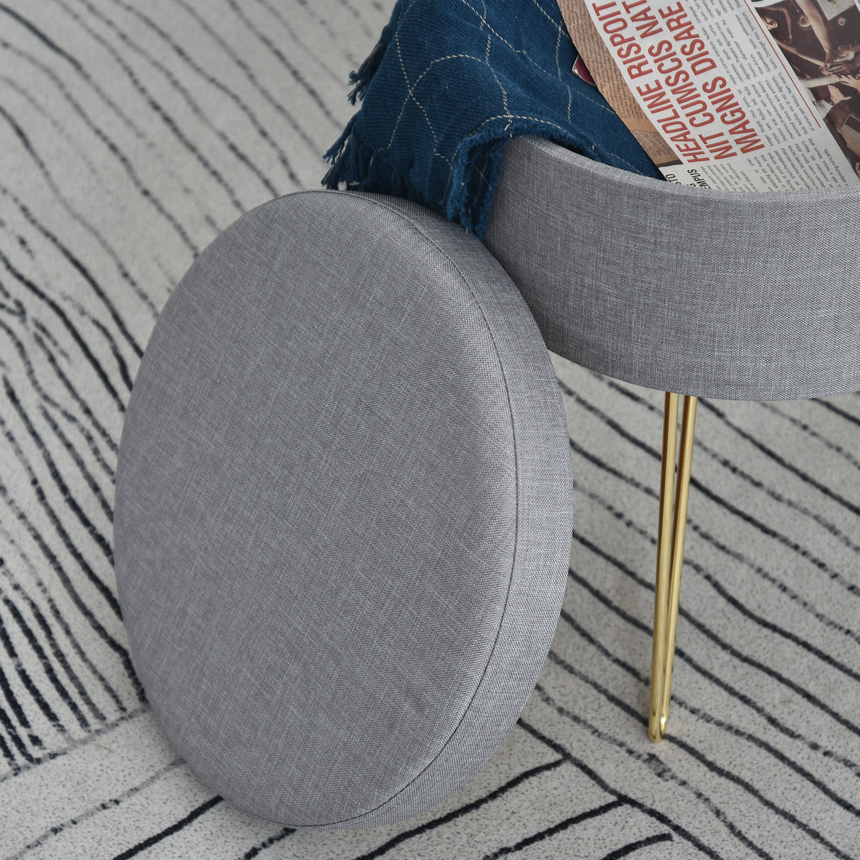 easycomfort easycomfort pouf contenitore 2 in 1 con funzione sgabello e tavolino in legno e tessuto grigio metallo con finitura oro 36x36x45cm
