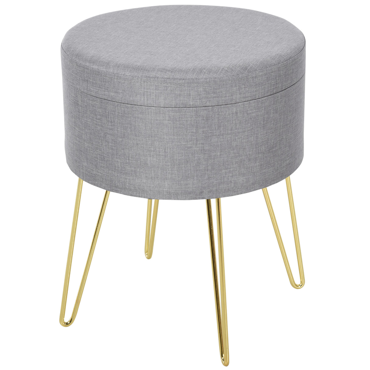 easycomfort easycomfort pouf contenitore 2 in 1 con funzione sgabello e tavolino in legno e tessuto grigio metallo con finitura oro 36x36x45cm