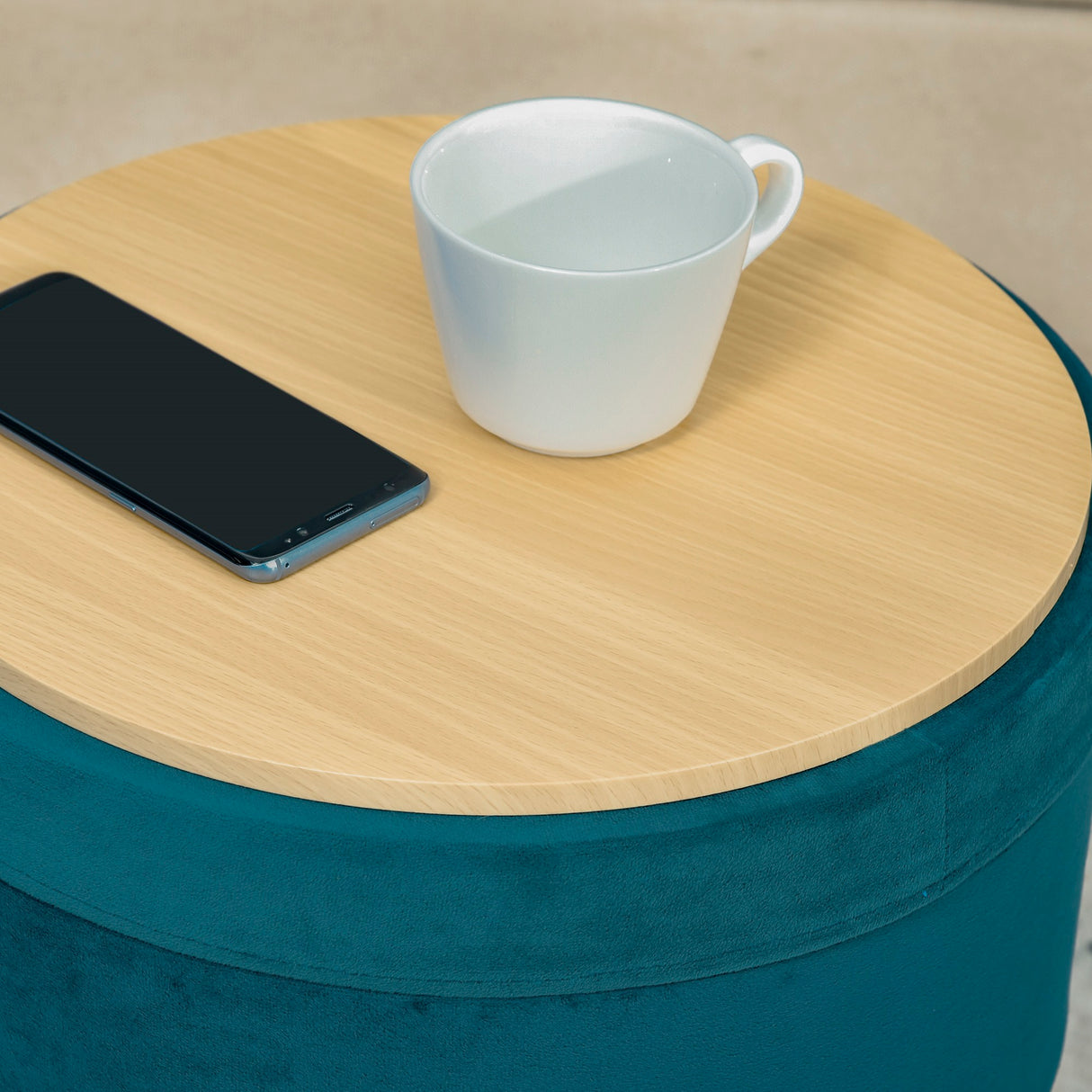 easycomfort easycomfort sgabello rotondo con vano contenitore in velluto verde e oro 36x36x45cm ean 8054111847643