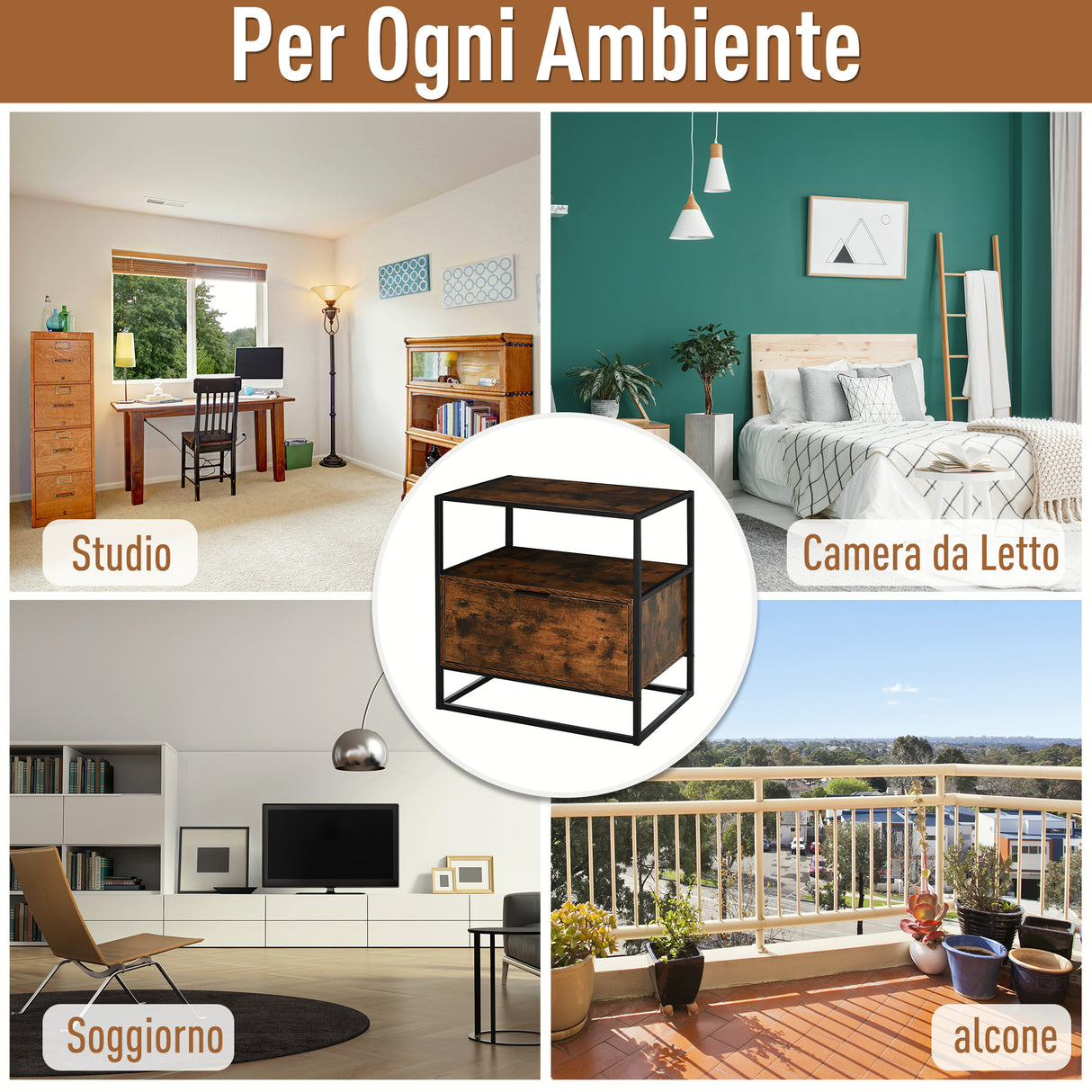 easycomfort easycomfort credenza stile industriale vintage in legno e metallo con 1 cassetto ean 8054144134451