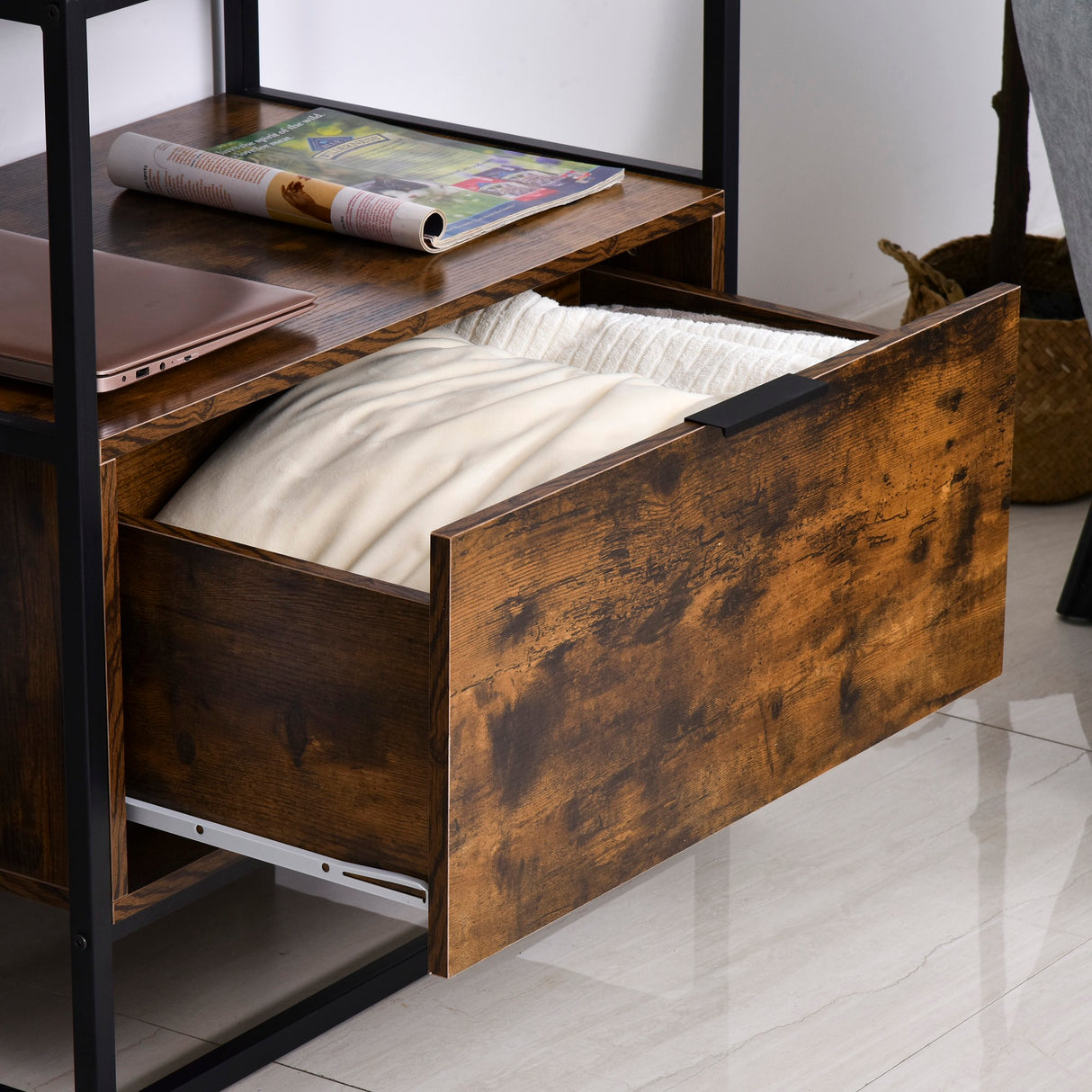easycomfort easycomfort credenza stile industriale vintage in legno e metallo con 1 cassetto ean 8054144134451