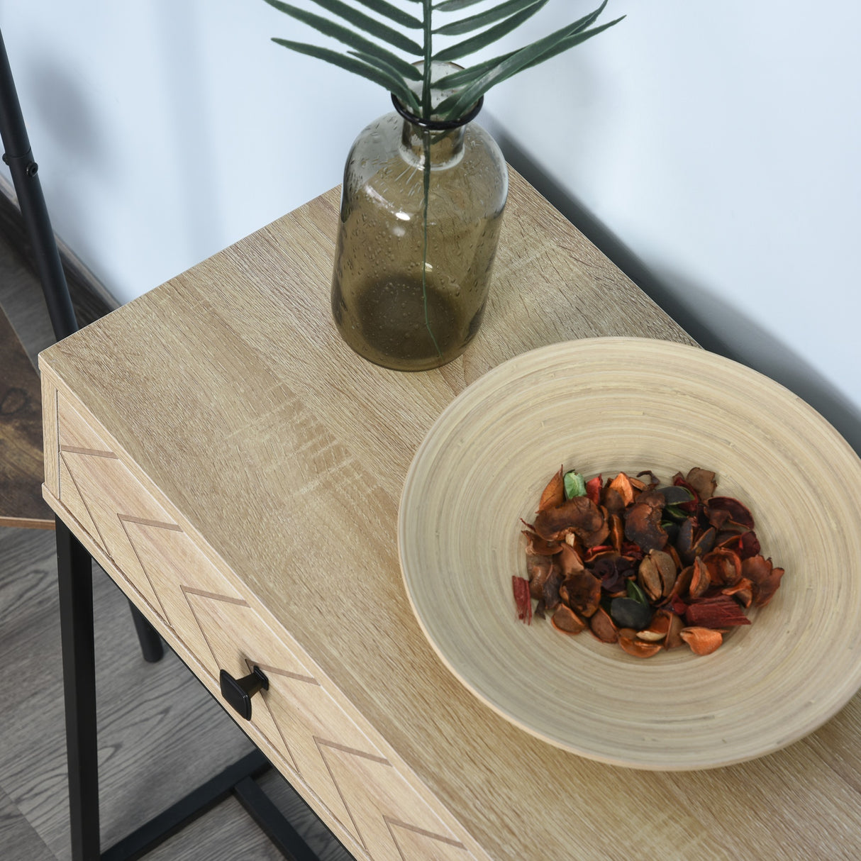 easycomfort easycomfort tavolo consolle in legno e metallo nero con 2 cassetti per ingresso ean 8054144131542