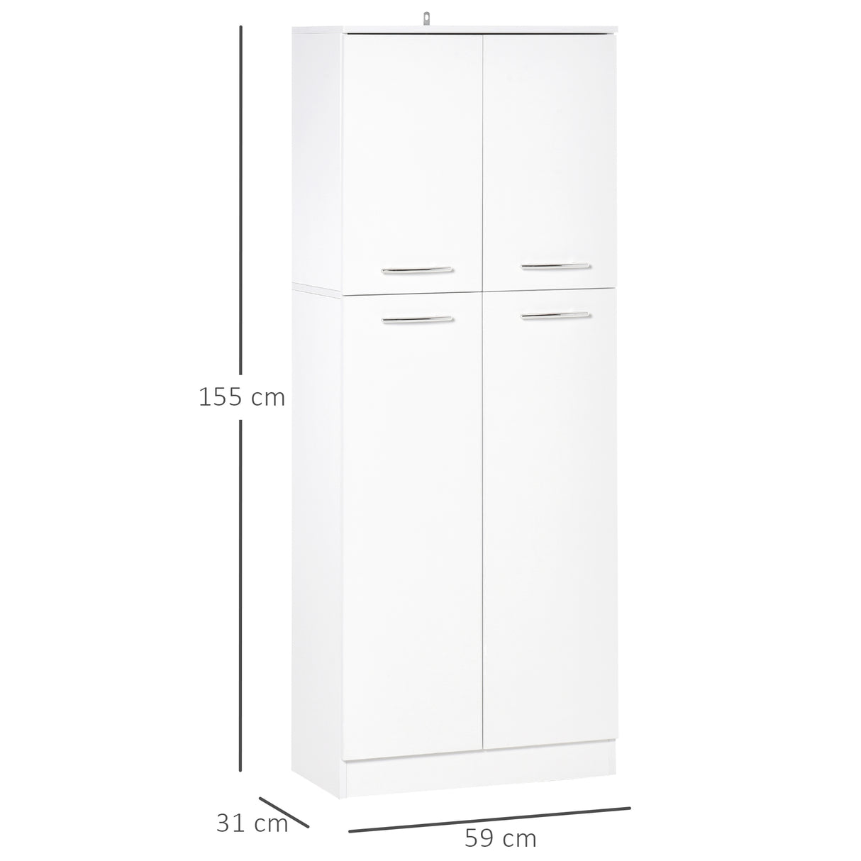 easycomfort easycomfort mobile dispensa multiuso con 2 armadietti e mensole regolabili legno truciolare 59x31x155cm bianco