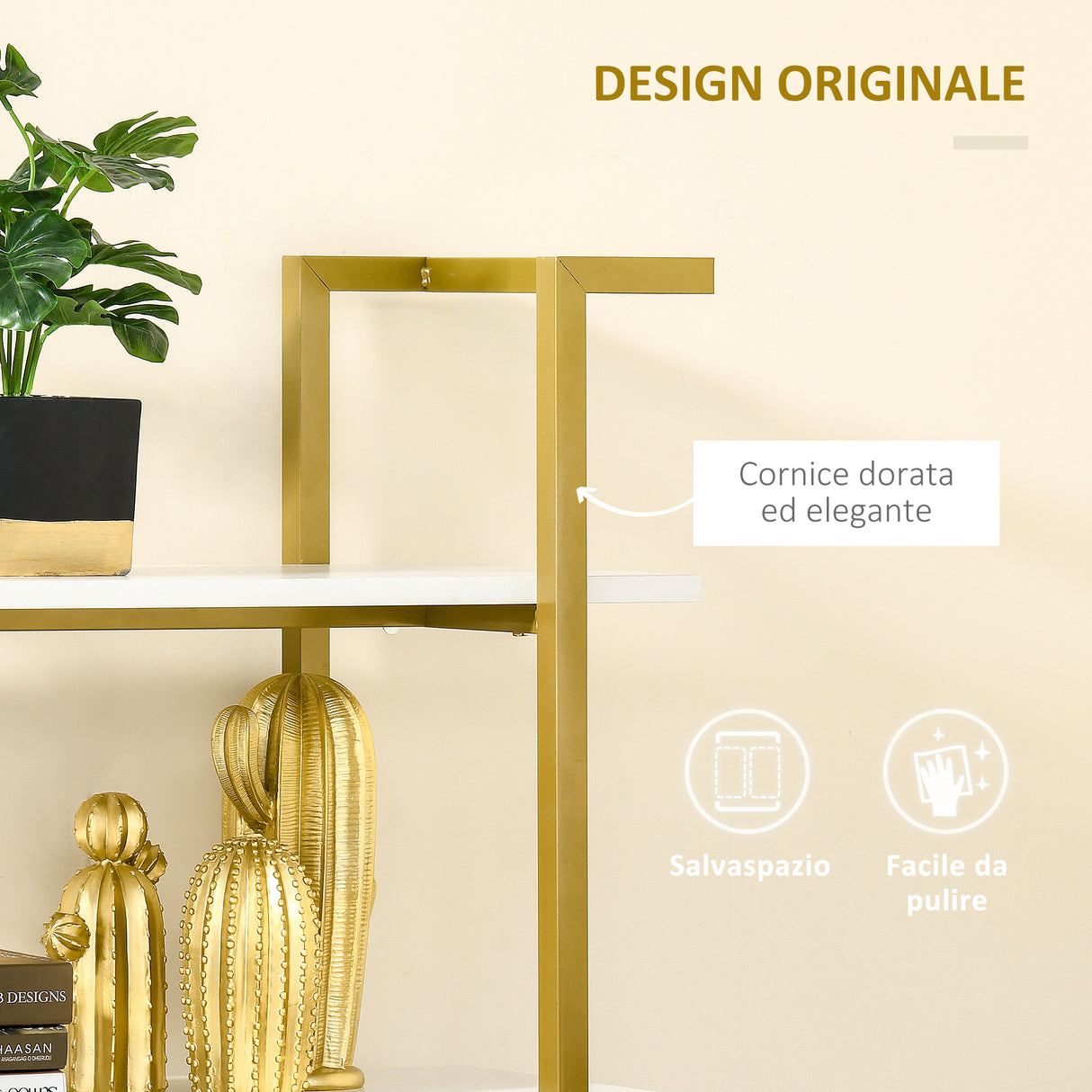 easycomfort easycomfort mobile libreria a 4 livelli rialzato e multiuso in mdf e acciaio 92x35x152cm