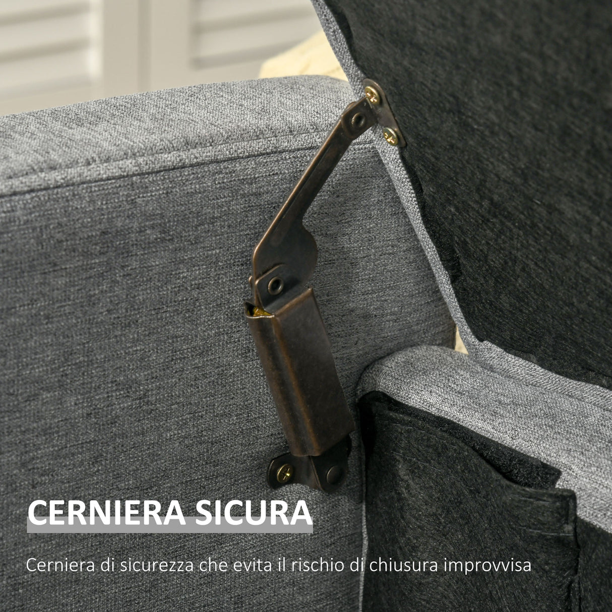 easycomfort easycomfort panca fondoletto con vano contenitore in tessuto 120x50x44cm grigio