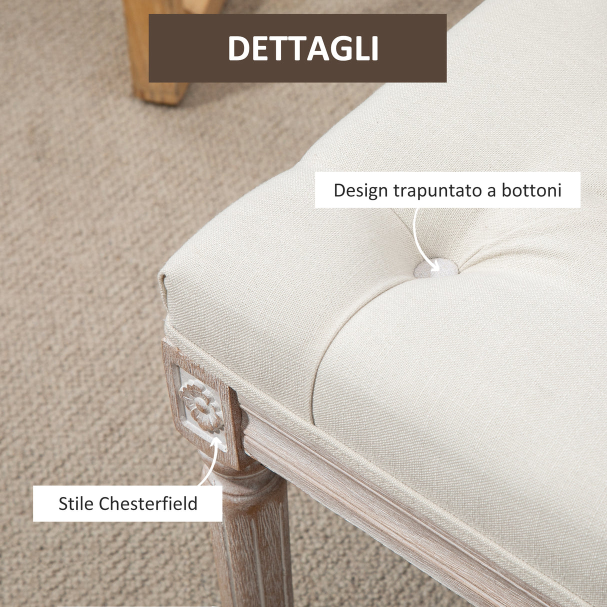 easycomfort easycomfort panca fondo letto con gambe in legno ottomana per camera da letto e ingresso beige