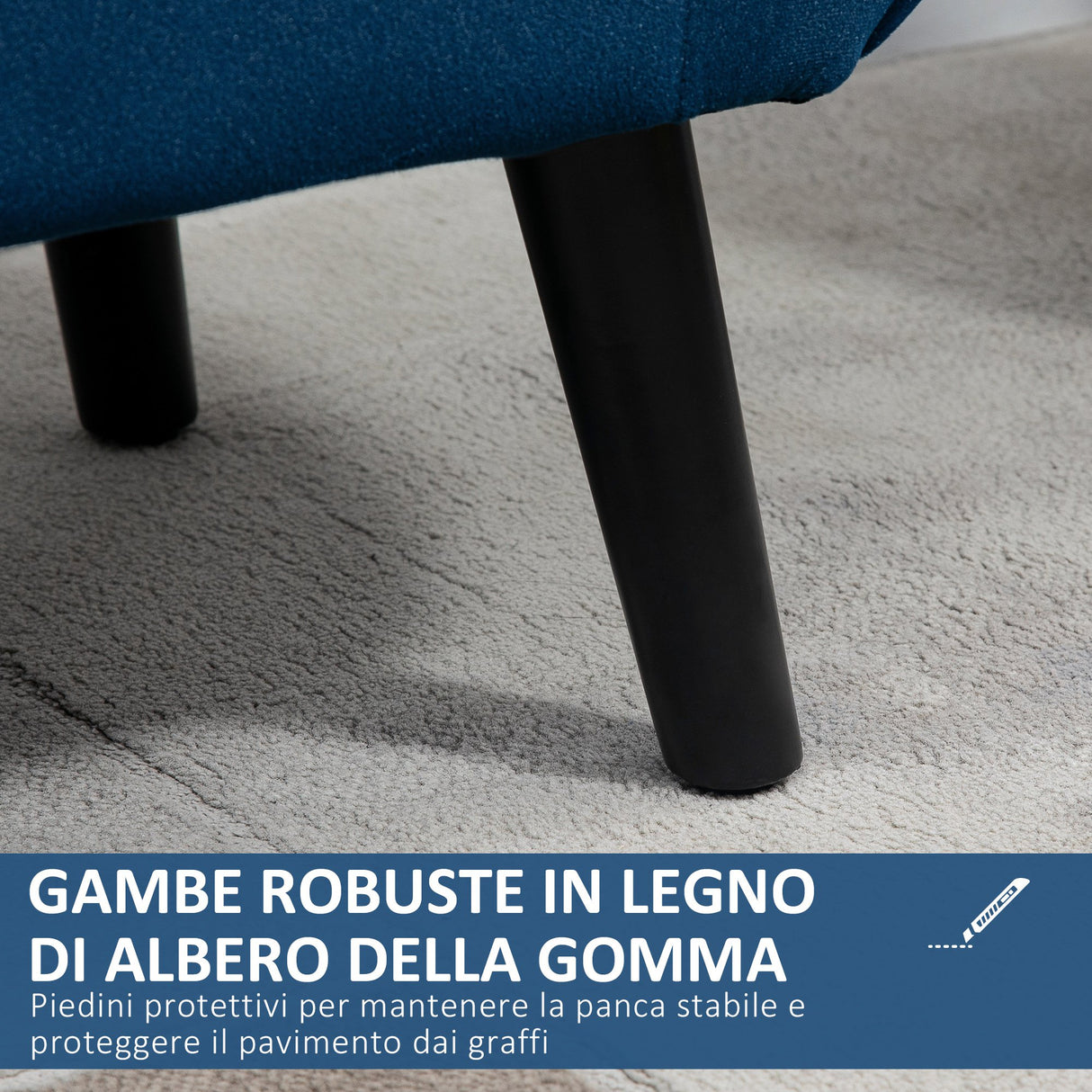easycomfort easycomfort panca contenitore imbottita per camera da letto e ingresso panca fondo letto con braccioli blu