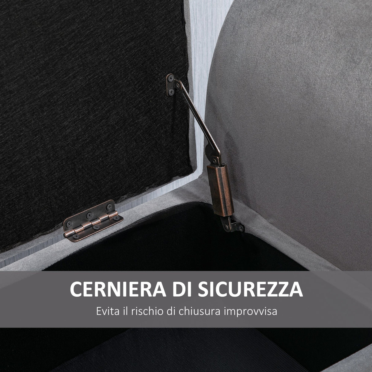 easycomfort easycomfort panca contenitore imbottita per camera da letto e ingresso panca fondo letto grigio