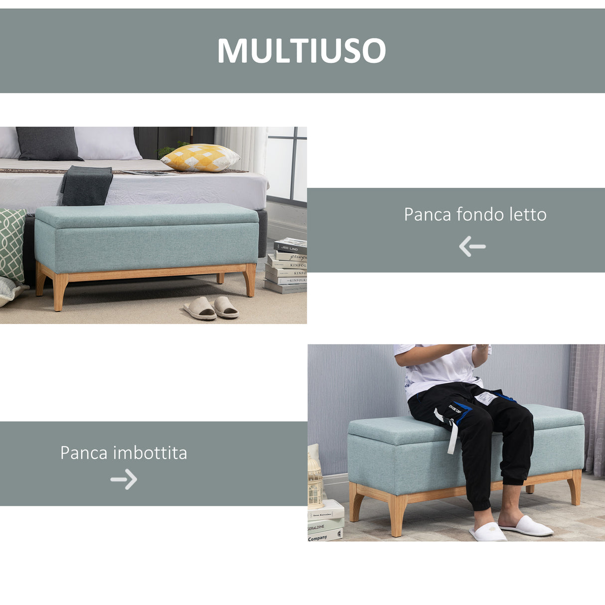 easycomfort easycomfort panca imbottita contenitore in tessuto effetto lino design scandinavo azzurro