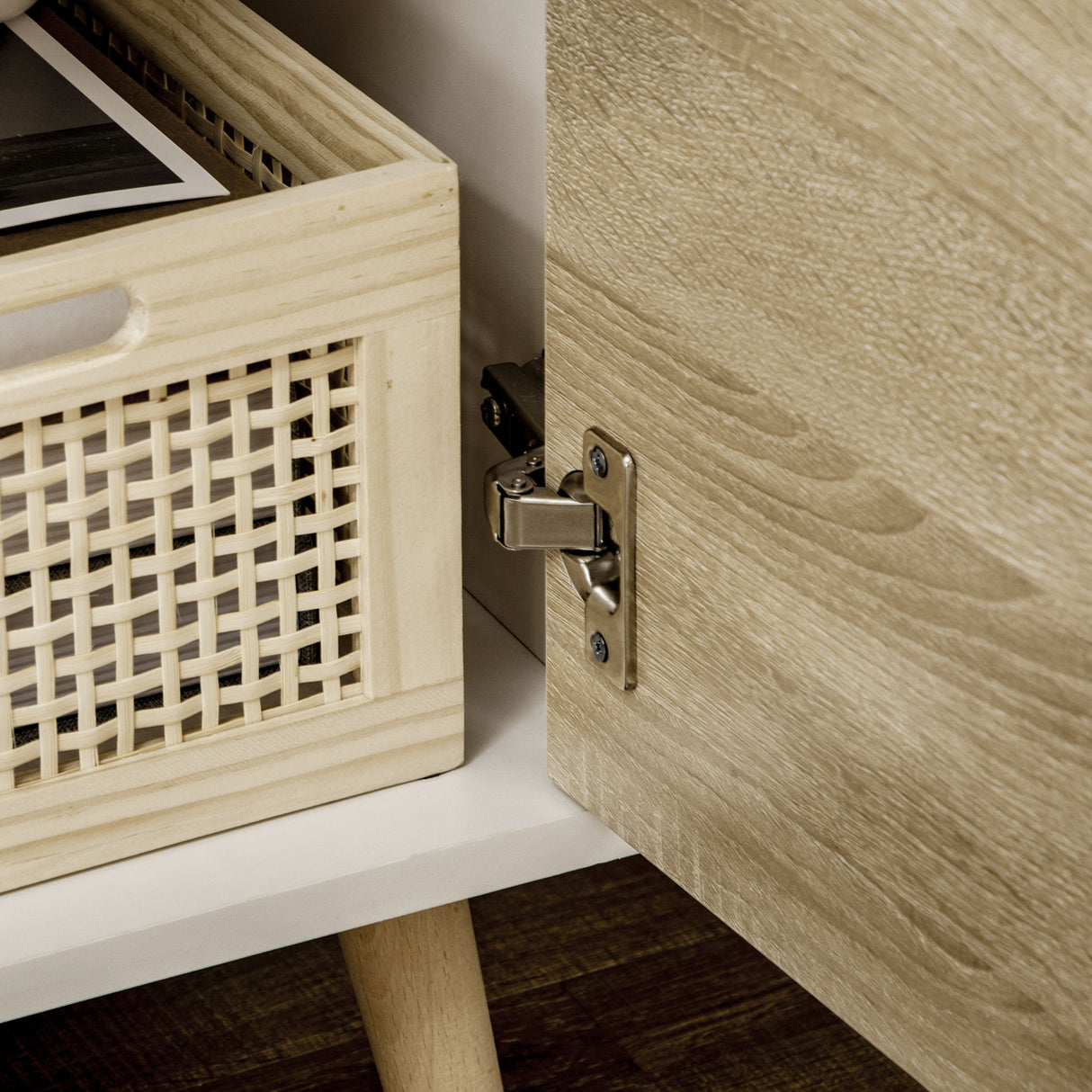 easycomfort easycomfort mobile tv moderno max 50 in truciolato con cassetti ripiani aperti e armadietti 110x40x50 cm bianco e colore legno