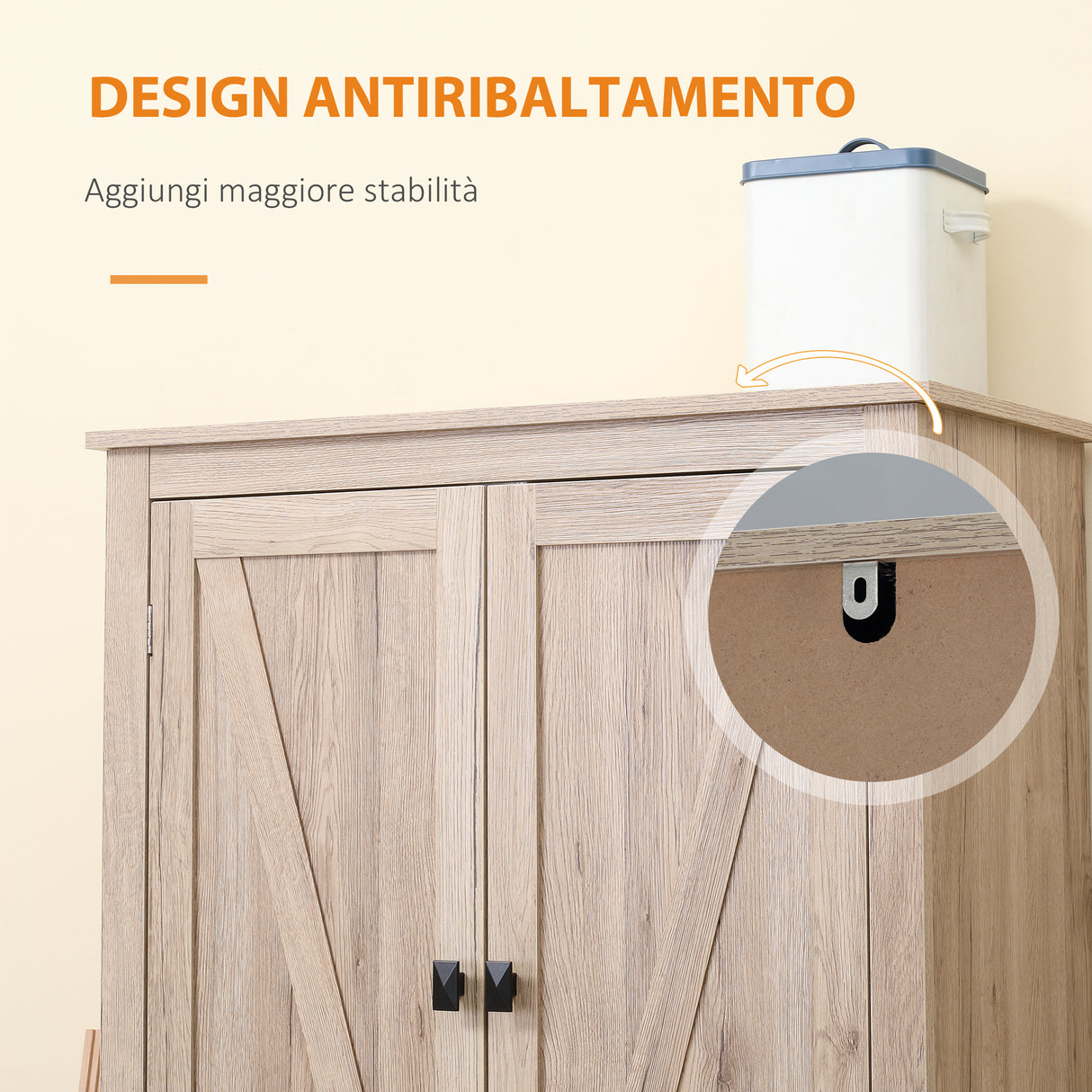 easycomfort easycomfort mobile cucina a 4 ante con mensole regolabili e base rialzata in legno 80x40x182cm