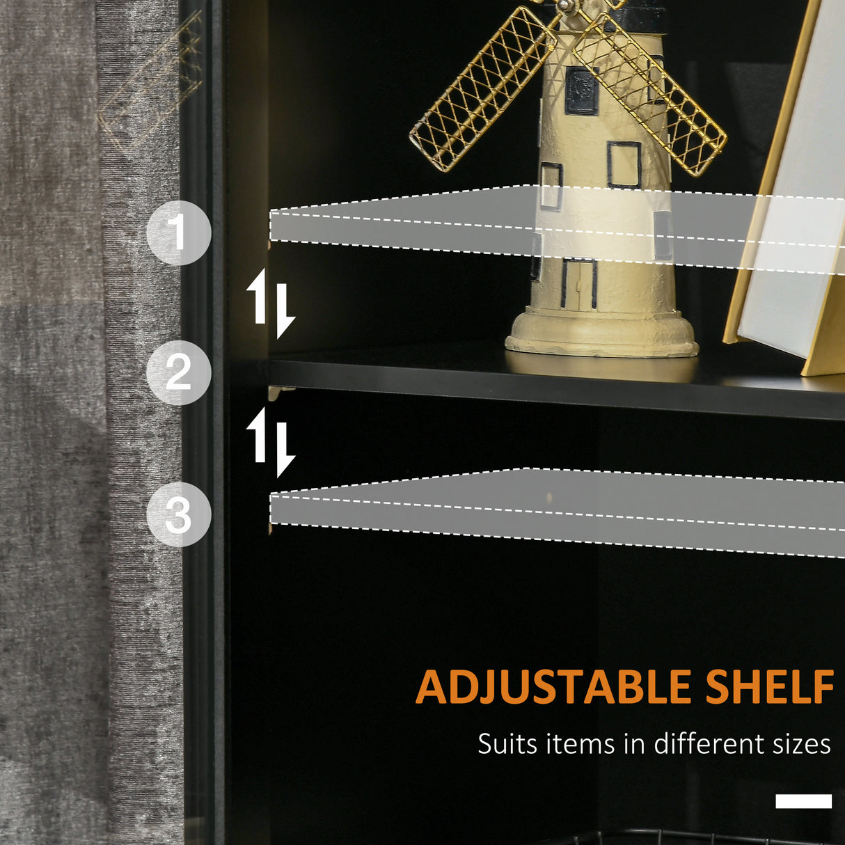 easycomfort easycomfort armadietto due ante con ripiano regolabile e spazi aperti in mdf e legno 80x40x94 3 cm nero